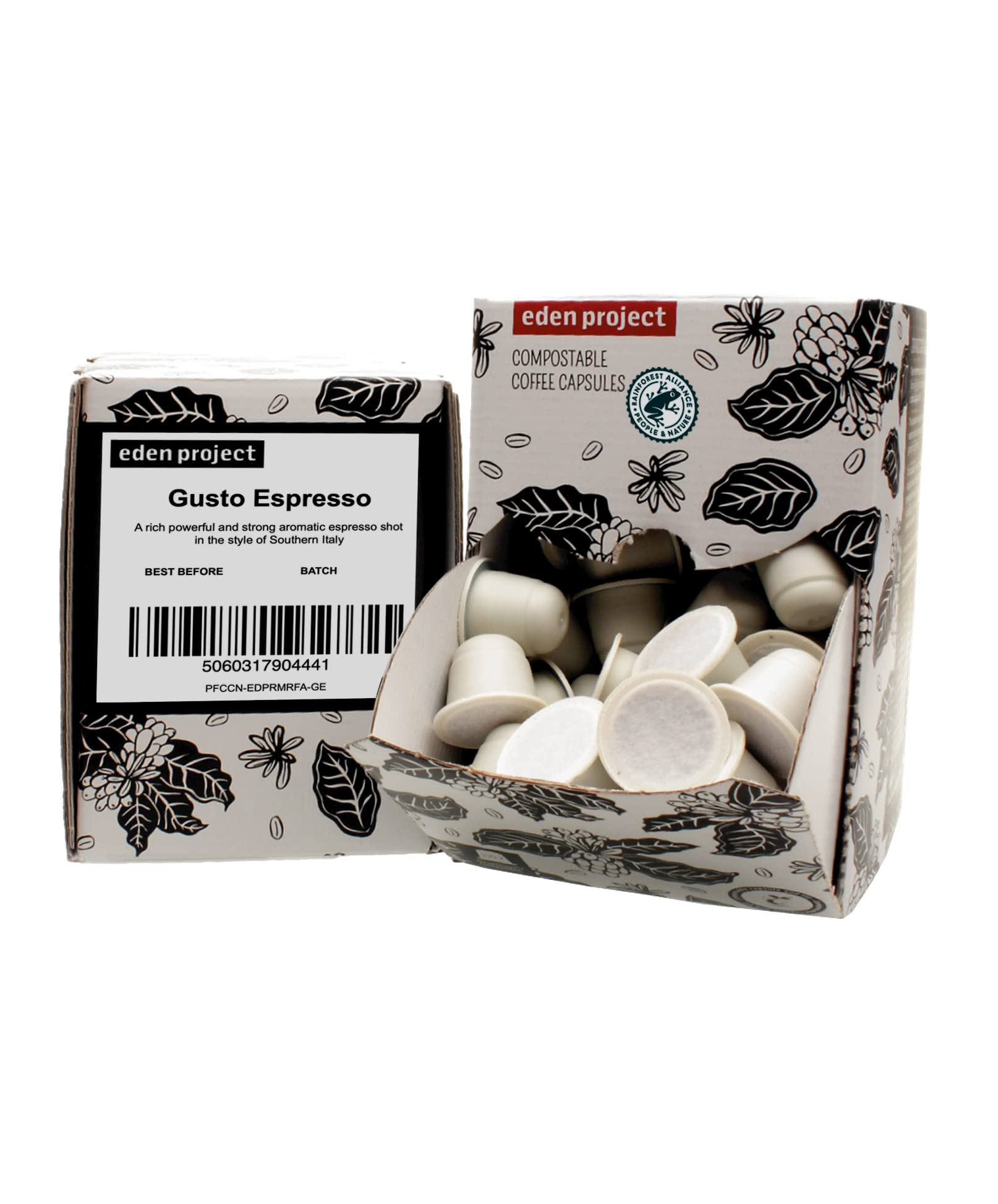 THE EDEN PROJECT Home - Cápsulas de café compostables, compatibles con máquinas de café Nespresso Original System, paquete de 100 cápsulas de valor extra (Gusto Espresso)