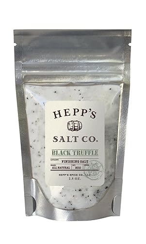Hepp's Salt Co, sal marina con acabado de trufa negra gourmet, bolsa de 2.5 onzas