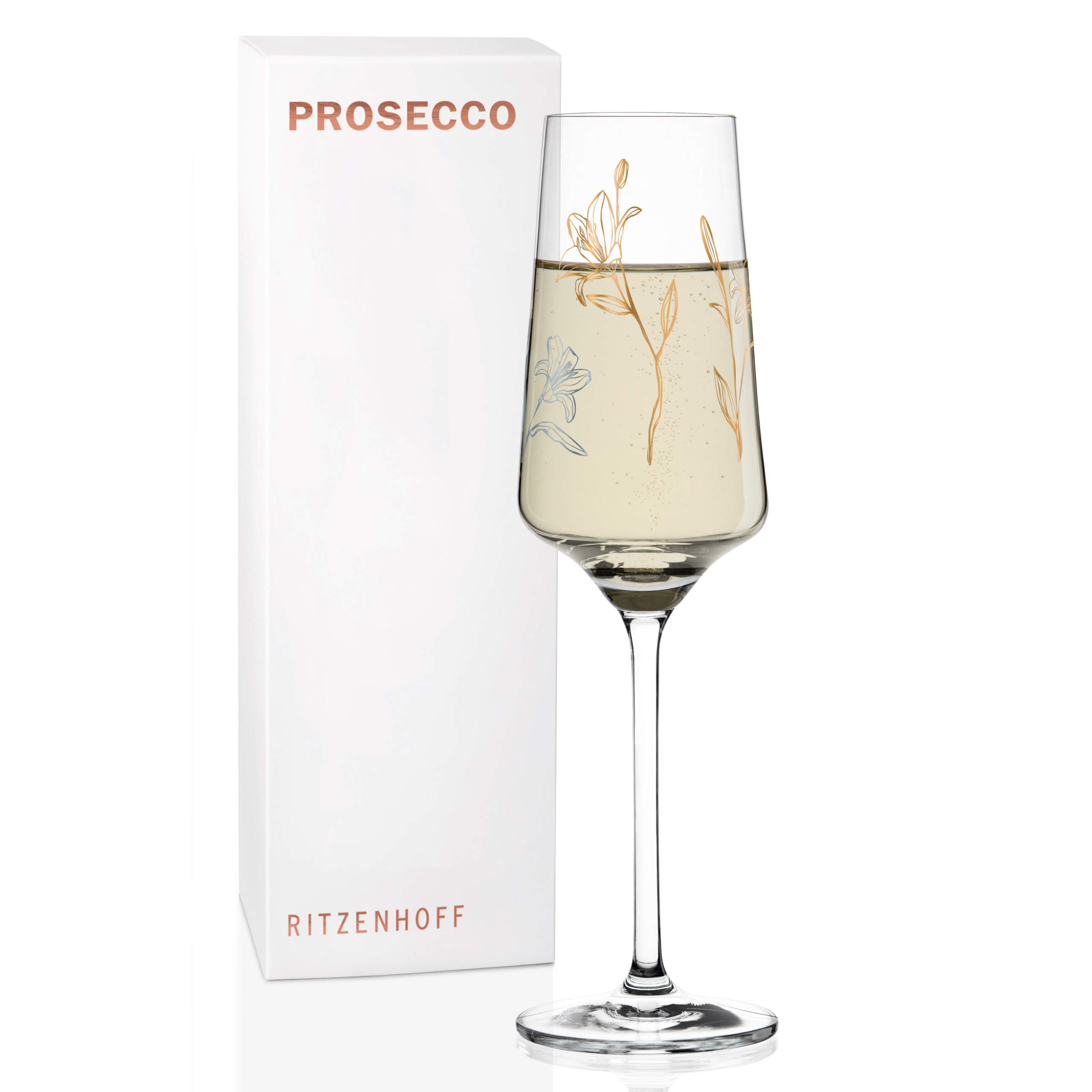 RitzenhoffMarvin Benzoni (Fleur de Lis) Prosecco Glass 8oz Crystal Prosecco Glass with Real Gold and Platinum
