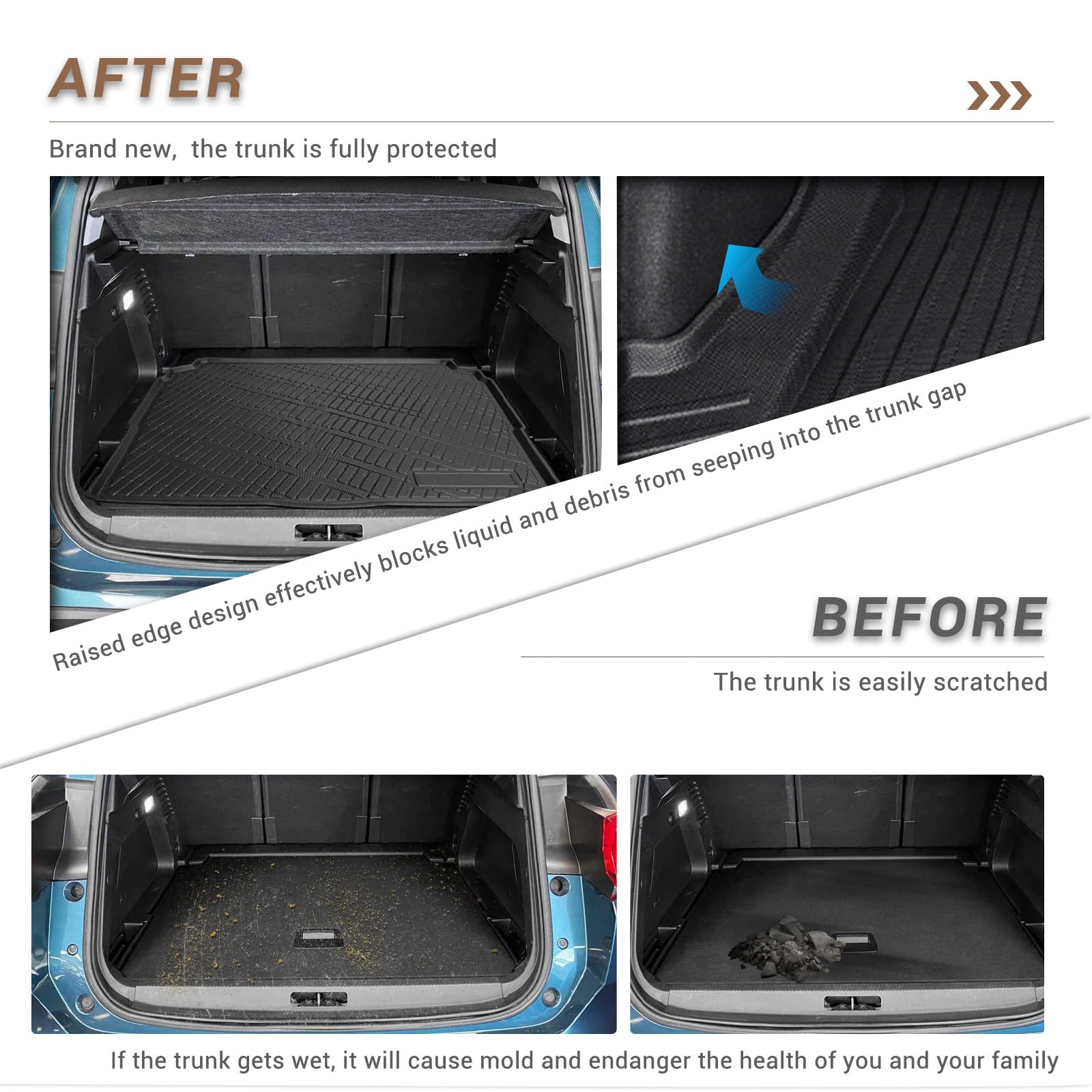 J&J AUTOMOTIVE | Tapis De Coffre sur Mesure pour C5 Break 2008-2017 Noir Antidérapant Bord Haut Toutes Saisons Adapté Animaux de Compagnie