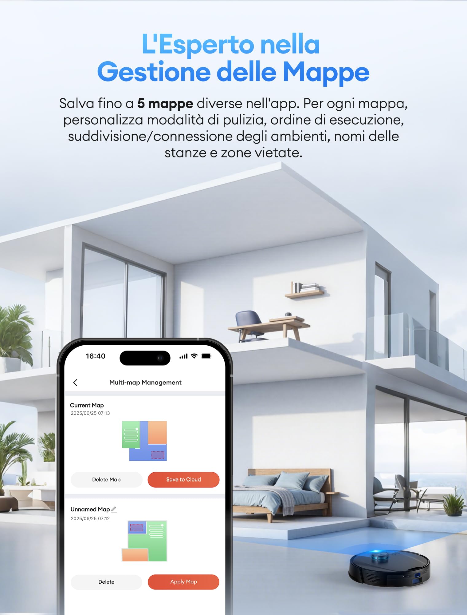 Ultenic T20Pro Robot Aspirapolvere con Laser Lineare Evoluto, Autosvuotamento 10 Settimane, 10000Pa con Boost Automatico Tappeti, Include Detersivo Mughetto, Mappatura LiDAR, Controllo App/Alexa