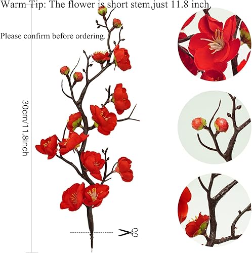 Miniatura 9 de 4 ramas de flores de ciruelo de seda artificial blanca, sin tallo, toque real para el hogar, mesa, boda, ramo de playa, decoración de fiesta