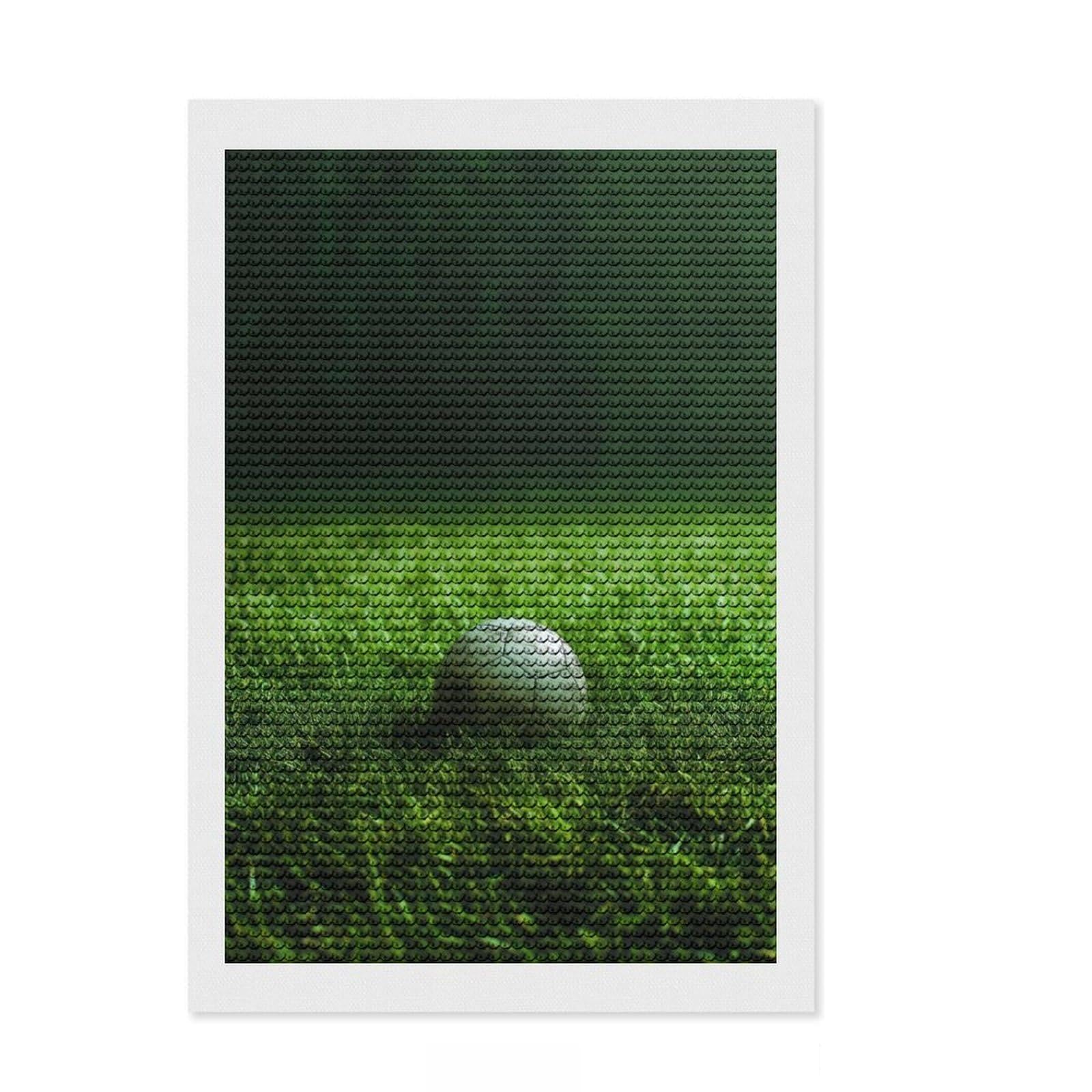 Junmoney Soccer Ball on Grass Round Drill Diamond Painting 8"x12", for Women, Easy to Enjoy, Home Wall Decor, Thoughtful Handmade Gift