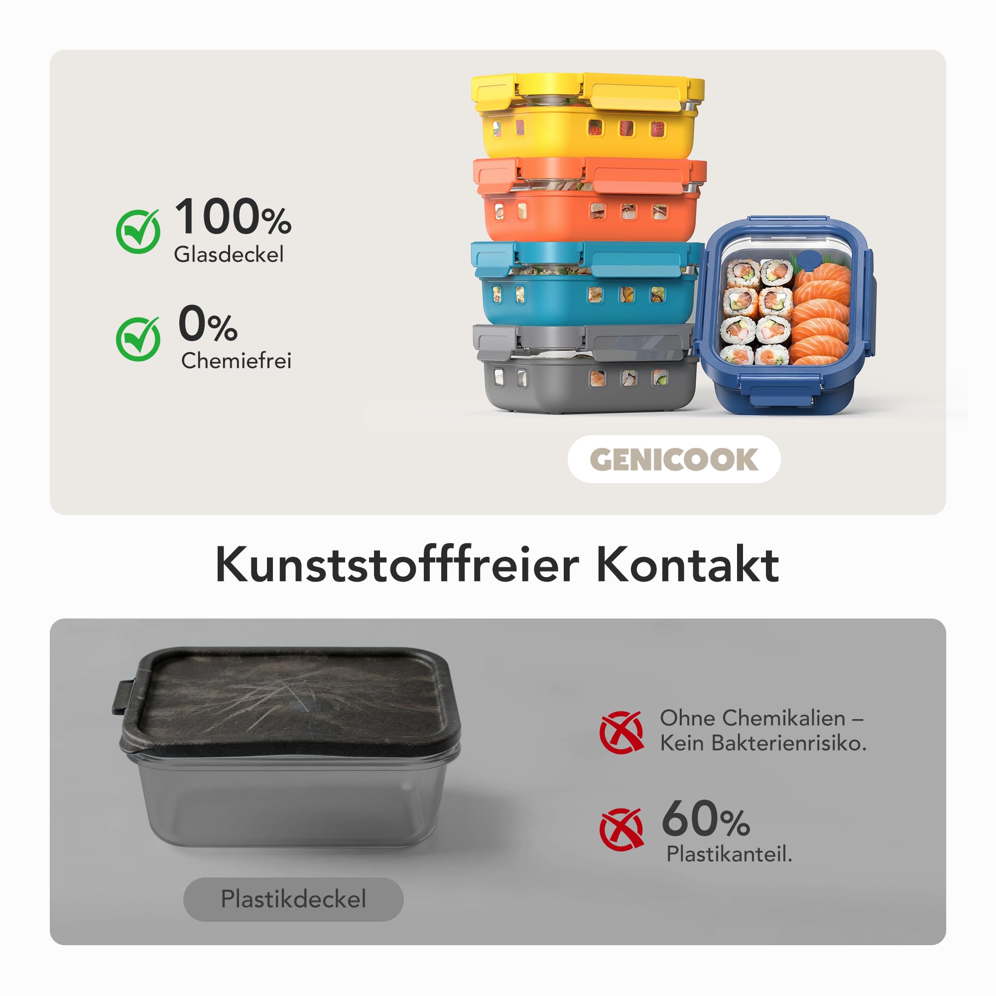 Glasvorratsdosen mit Glasdeckel & Dampfventil,1050 ml*5 Borosilikatglas Behälter mit Silikonhülle,auslaufsicher &luftdicht, für Meal Prep & Kühlschrank Organizer, mikrowellen-backofengeeignet,BPA-frei