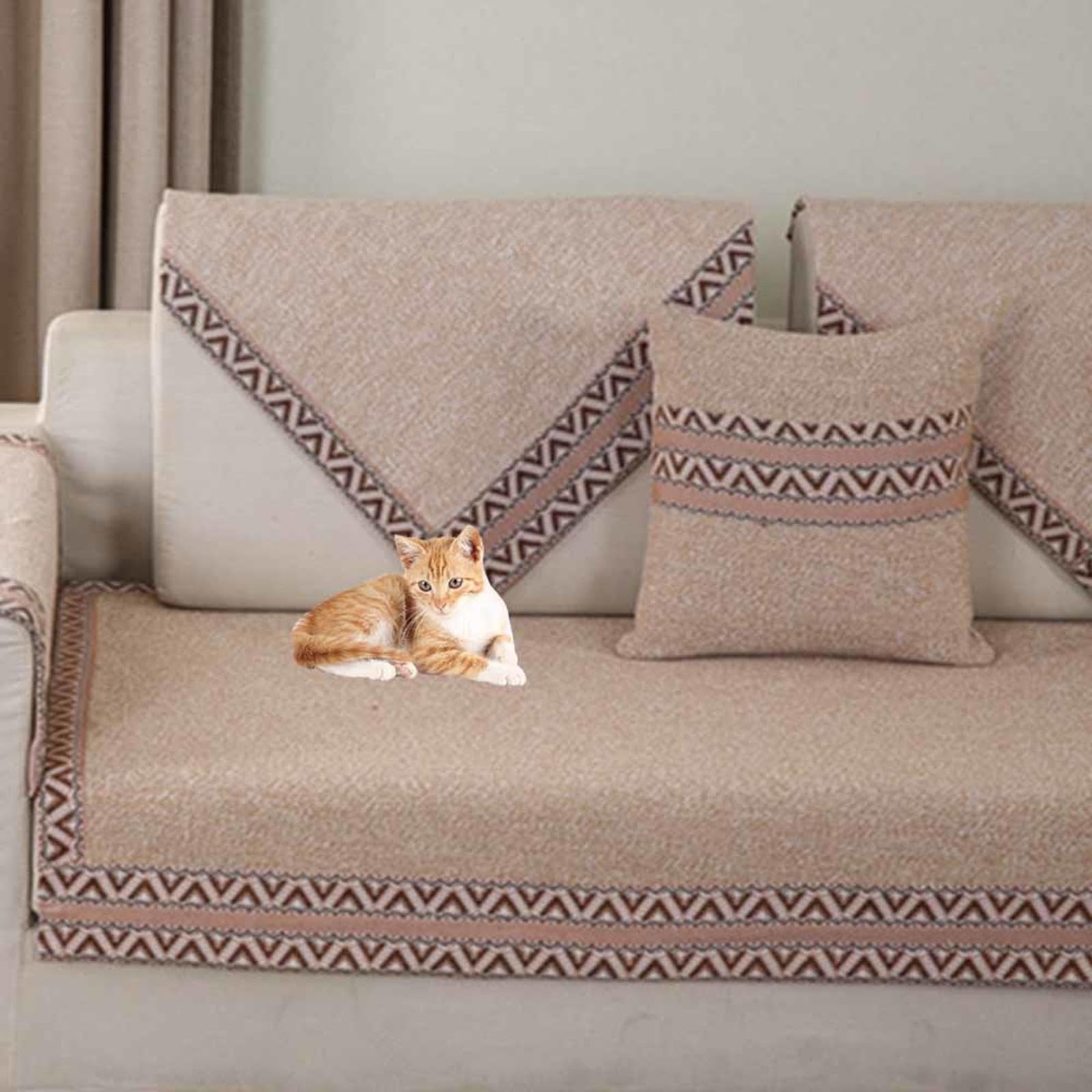 Housse de canapé extensible pour masquer l'usure et protéger des taches de chat
