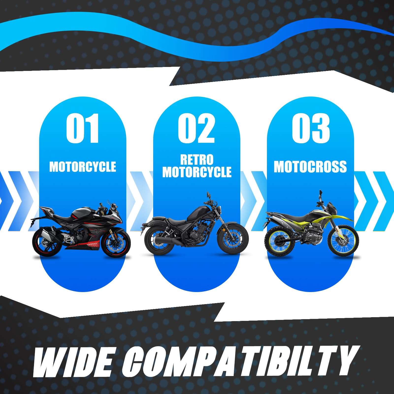DREAMIZER Manubrio per Moto 7/8" 22mm Manubrio Curvatura Bassa Universale per Cafe Race Bobber Motocross Dirt Pit Bike ATV Ebike, Nero