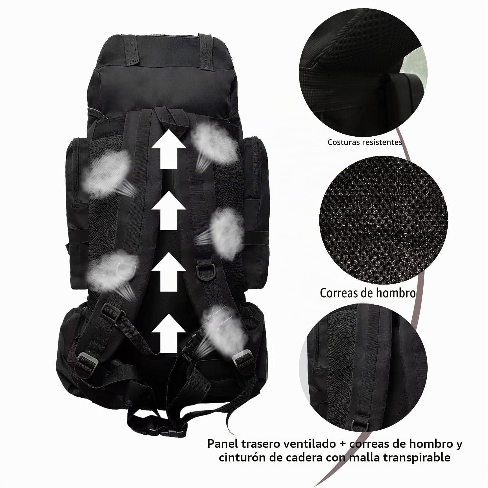 Mochila táctica de senderismo de 80 litros con compartimento dedicado para zapatos, mochila de gran capacidad para camping, mochileros, hombres y mujeres, paquete de viaje para senderismo al