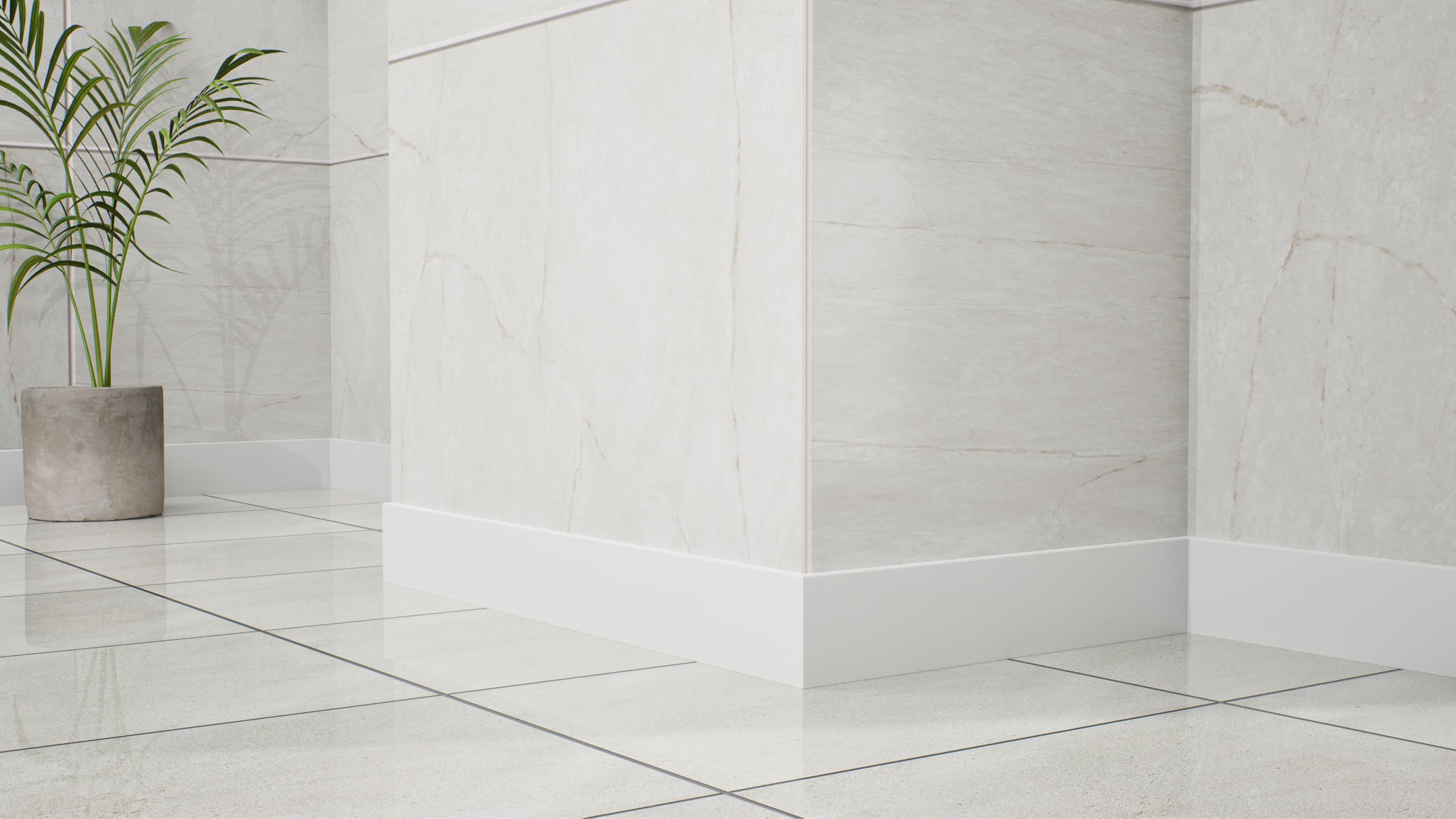 Zócalo - Rodapié Blanco de PVC hidrófugo, 12cm de alto y 220cm de largo