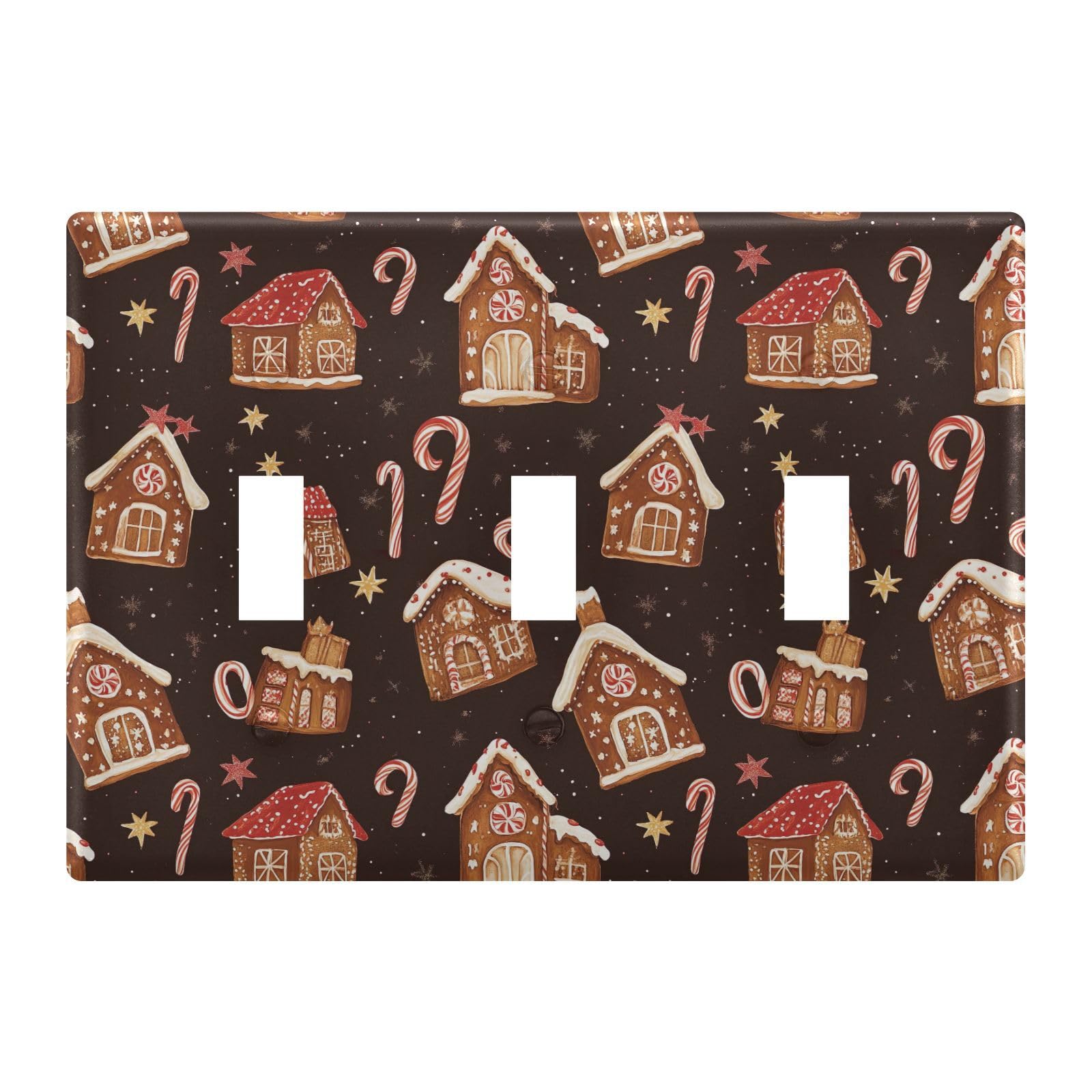 Light Switch Cover Christmas Gingerbread Houses Wall Plates for Electrical Outlets 3 Gang 202b7133