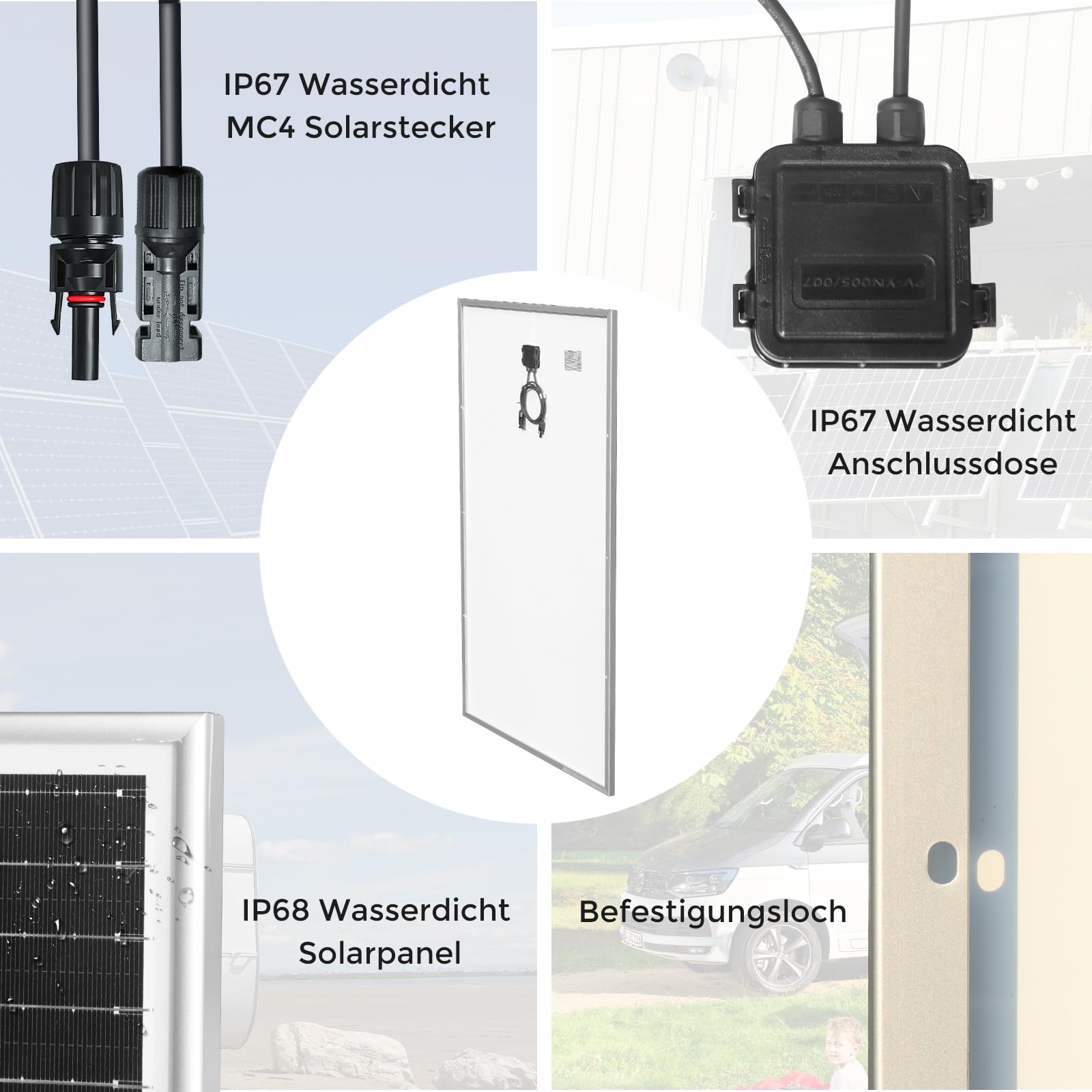 300W Solarpanel Kit Set 12V Monokristallines 2x150Watt Solarmodul+30A 12V/24V Solarladeregler + Solarkabel Solaranlage Wohnmobil Komplettset 12v für Batterien Häuser Balkon Wohnwagen Dach