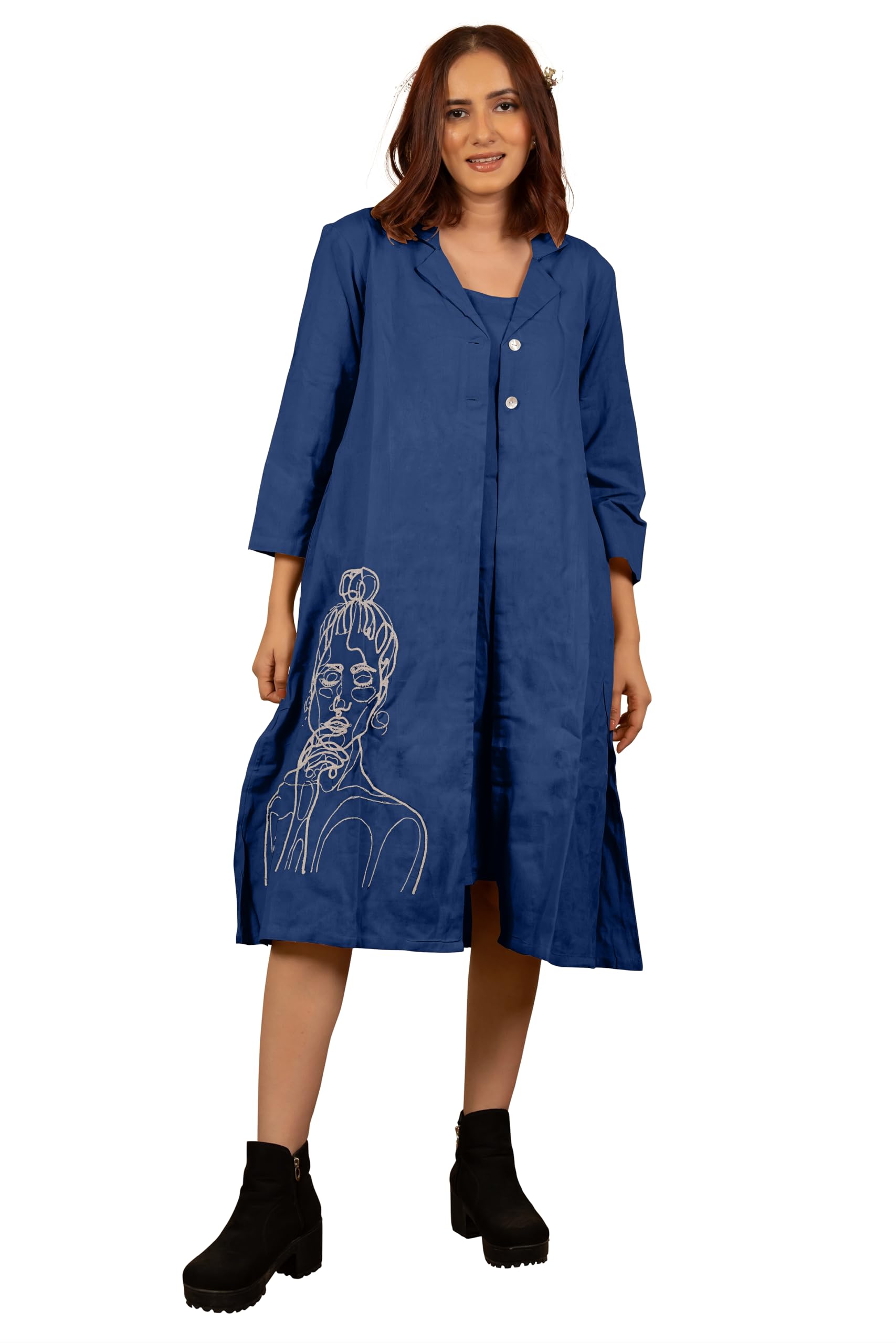 Pure Cotton Office Wear Kurta Set | Embroidered Kurta with Shrug Set | Ethnic Corporate Wear 2 Piece Shrug Set for Women-image-48
