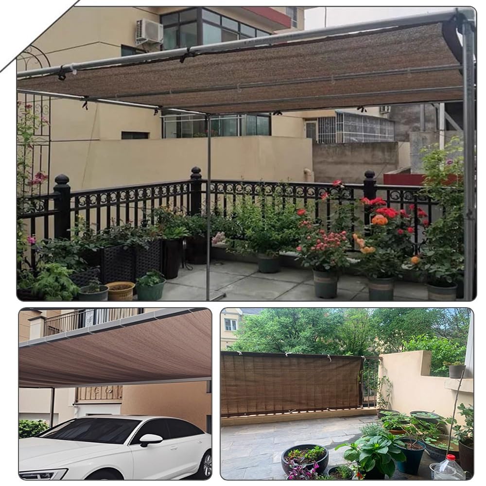 Malla transpirable anti-UV para invernadero y jardín, malla de 10 x 16.4 pies con ojales, perfecta para protección de plantas, balcón y uso al aire libre (marrón)