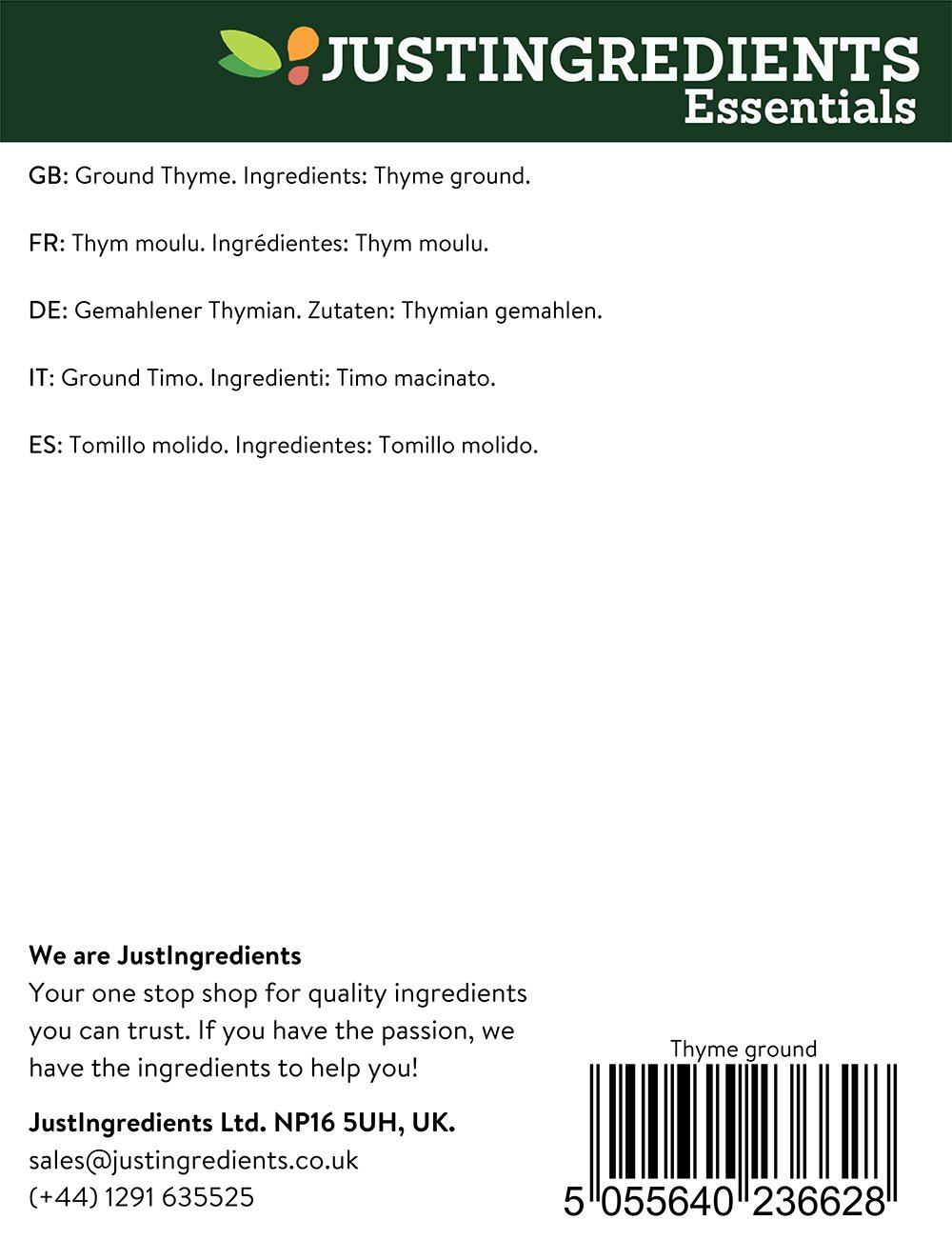 JustIngredients Thyme Ground Loose 500 g (Pack of 2)