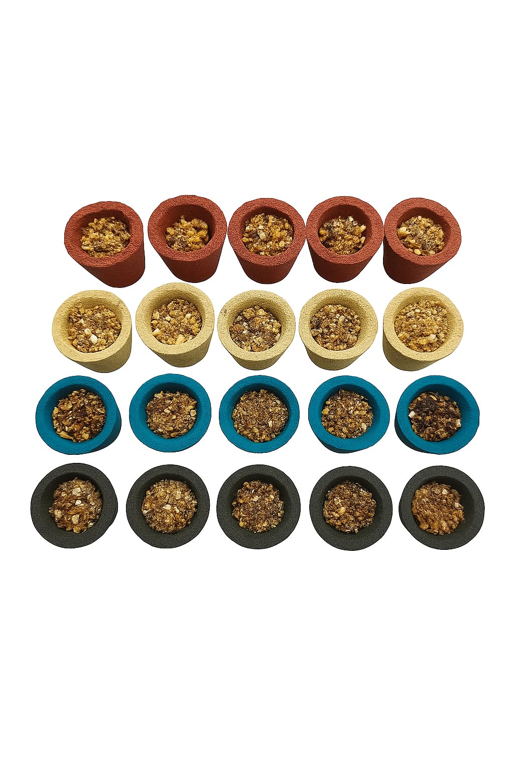 Shreevasa Natural Madhur Guggal Cup Dhoop – 20 Pcs | Pure Loban Havan Cups for Pooja Meditation & Festival Use | 100% Herbal Panchgavya Dhuni | Long-Lasting Fragrance for Home, Temple (Pack of 2)-image-30