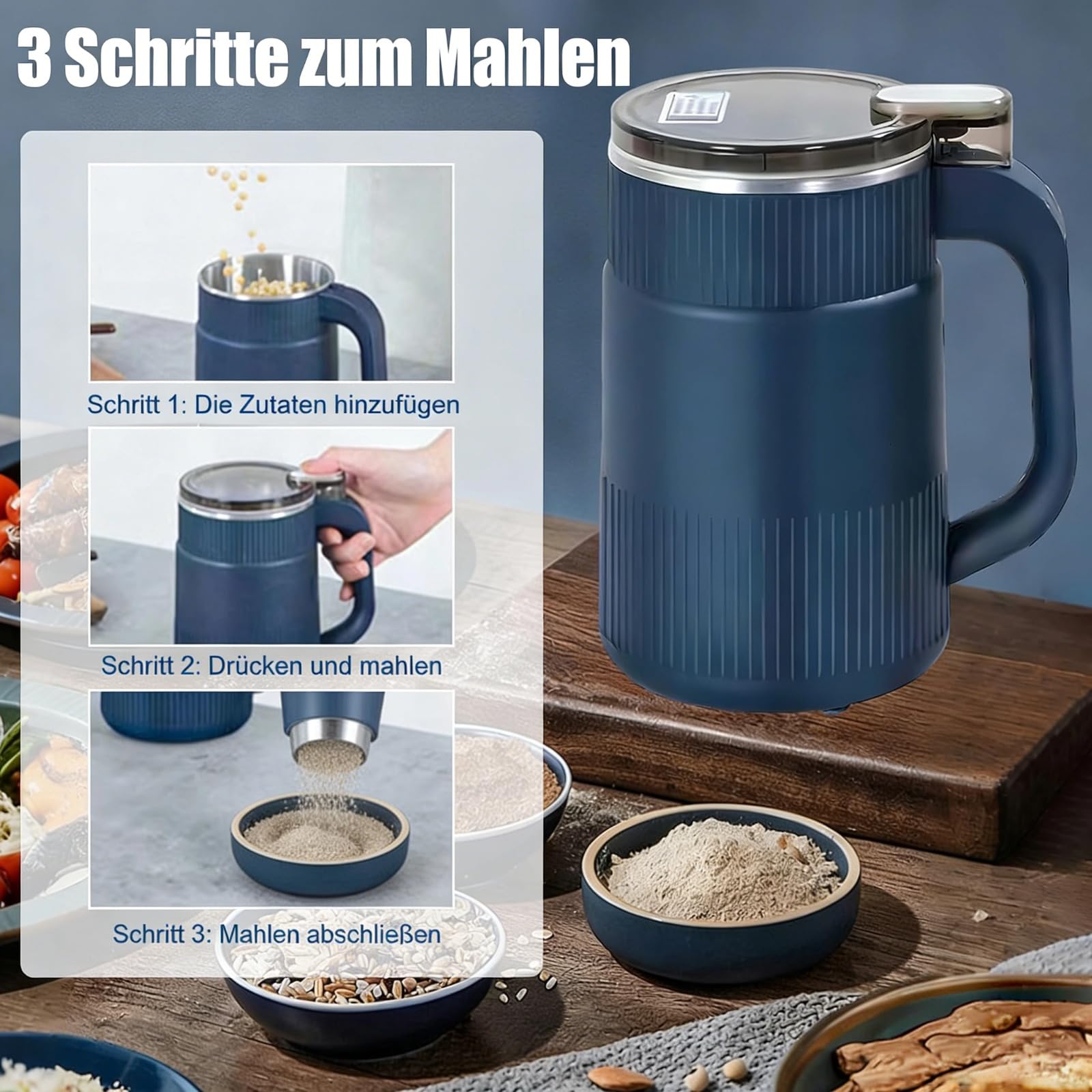 Multifunktionale Kaffeemühle und Gewürzmühle Elektrische 200W Kaffee Mühle für Kaffeebohnen, Kräuter, Nüsse, Körner, Gewürze, Nüsse
