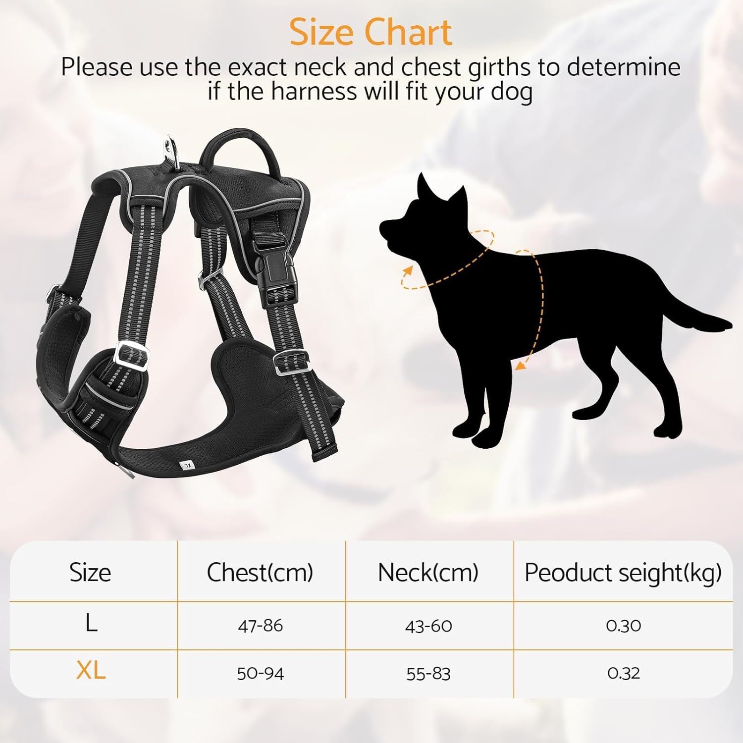 No-Pull Adjustable Dog Harness for Large Dogs 2 Leash Clips,Reflective,No-Choke,Soft Padded Vest with Breathable Mesh & Easy Control Handle for Walking and Training,XL