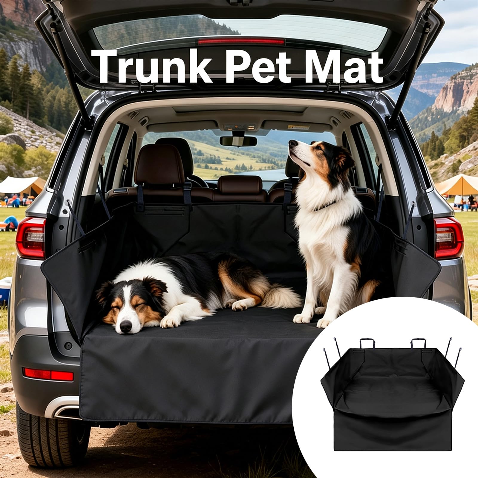 Faltbarer Haustier Kofferraumschutz für Hunde und Katzen, wasserabweisende Gepäckraumabdeckung mit breiten Seitenwänden, pflegeleichte Reisematte, Haustier Kofferraumschutz, Hunde Car Cargo Liner,