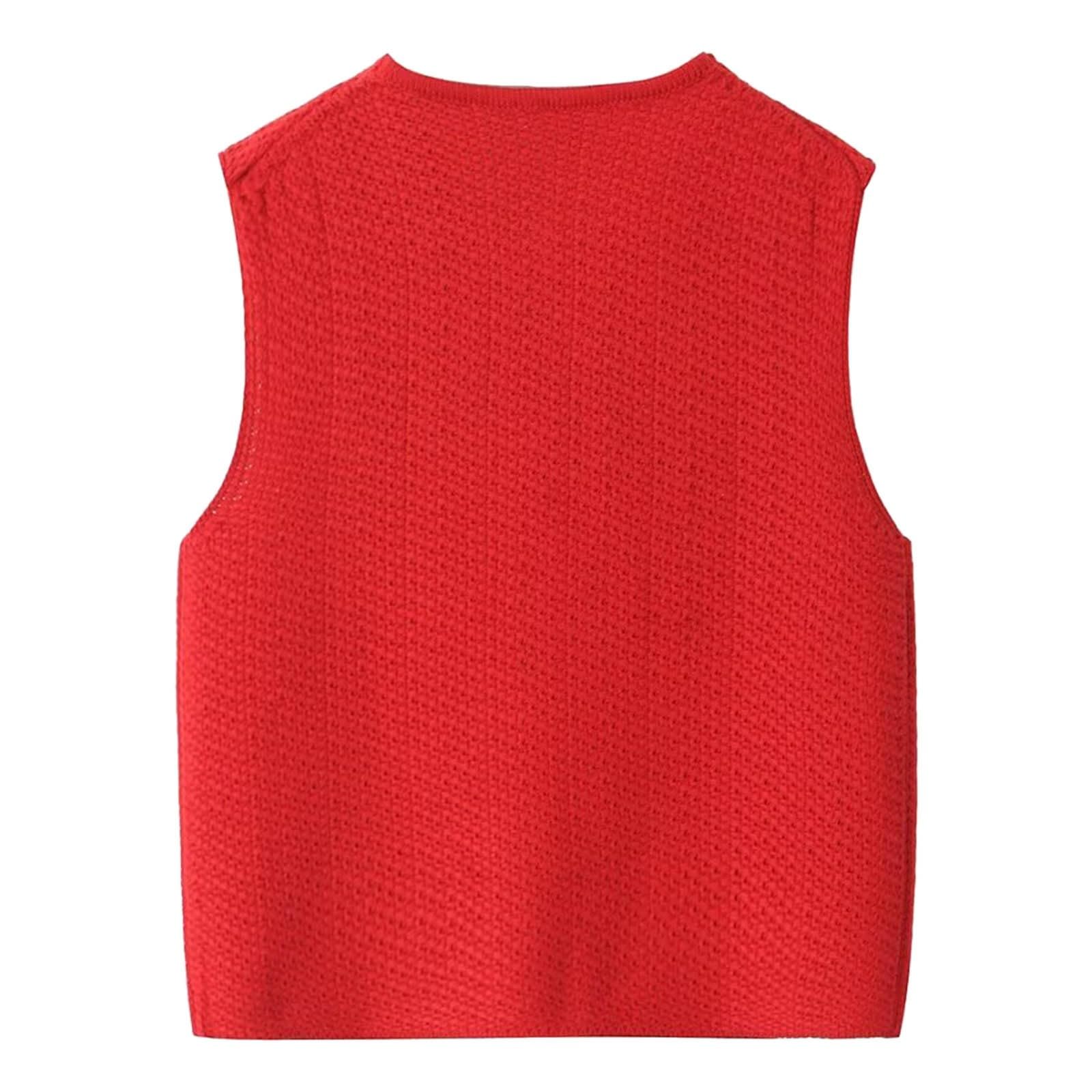Fragment Chaleco de punto sin mangas de moda para mujer con cuello en V pequeño chaqueta de maternidad invierno