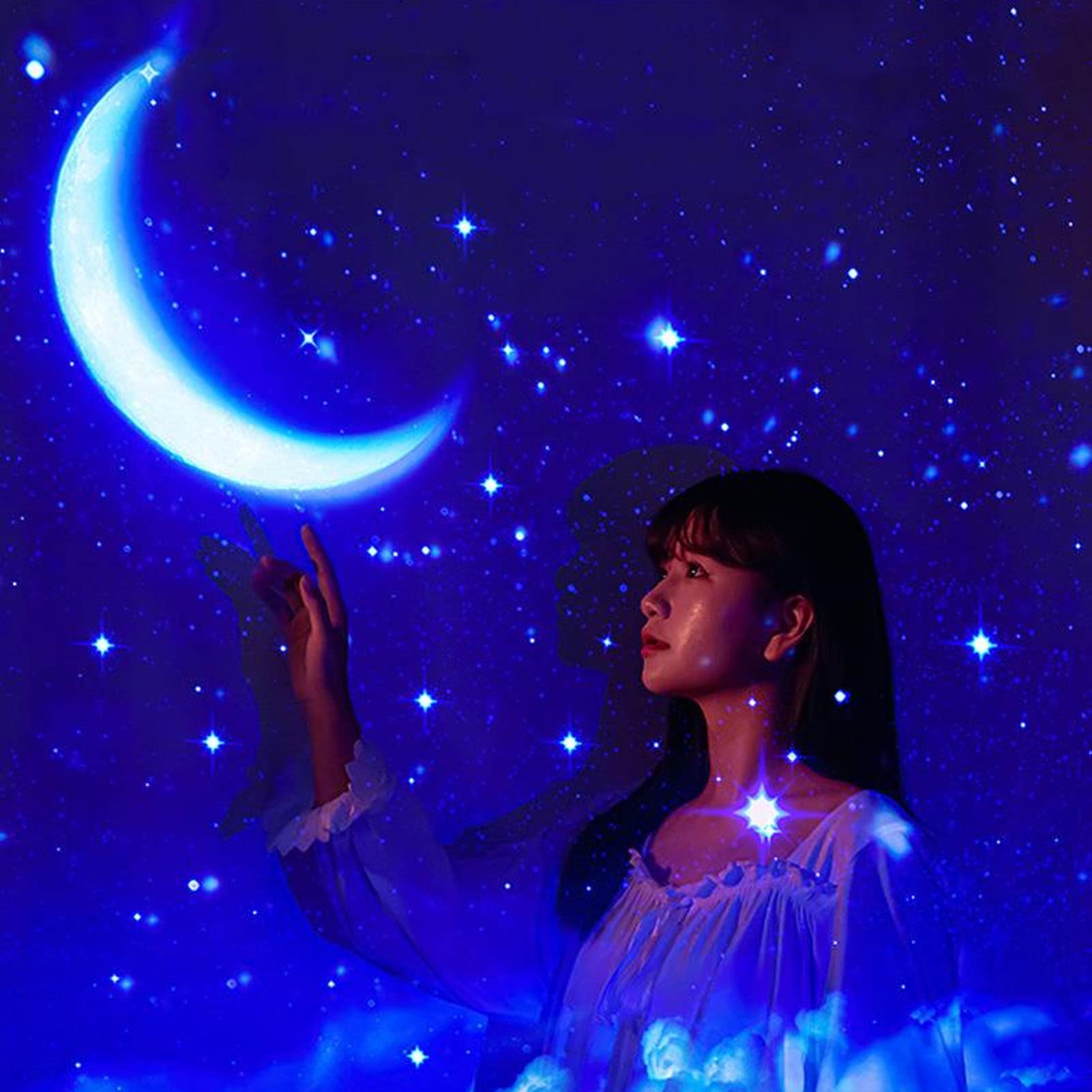 Luz LED de Proyección de Estrellas Completas, Luz LED de Proyección de Estrellas Completas Enfoque Ajustable de Alta Definición Música Cielo Estrellado Luces de Galaxias,