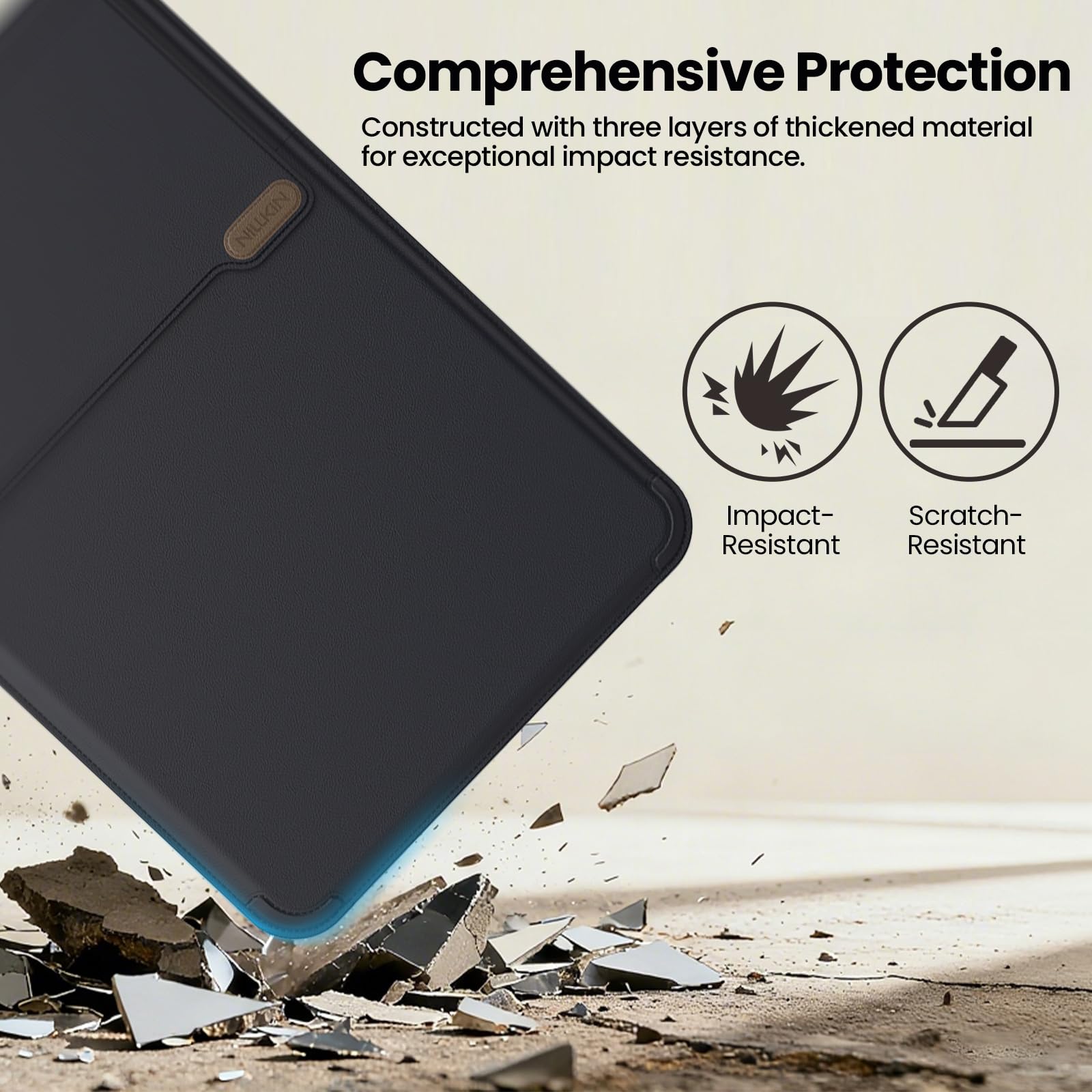 Nillkin Borsa per computer portatile da 15 a 16 pollici, con impugnatura magnetica, supporto regolabile e cinturino da polso, per MacBook Pro 16 pollici/Huawei/Xiaomi/HP