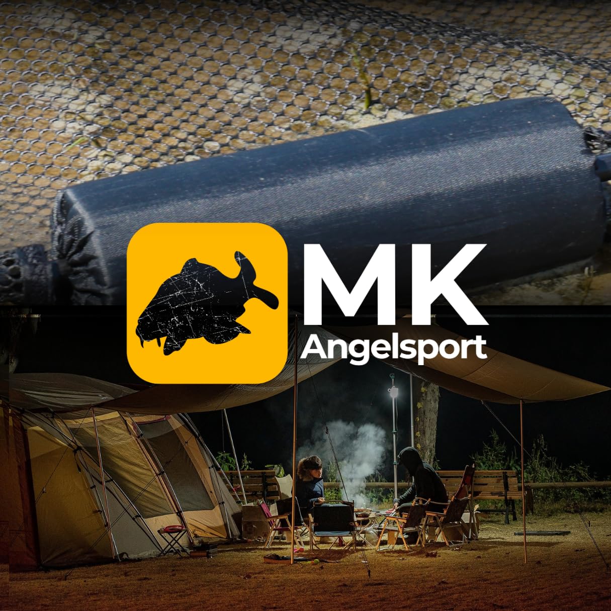 MK-Angelsport Karpfenkescher 42 Zoll – 2-teilig & gummiert – robuster Kescher für Karpfenangeln – faltbar, teleskopierbar & fischschonend – Angelkescher mit Netz für Profi & Einsteiger