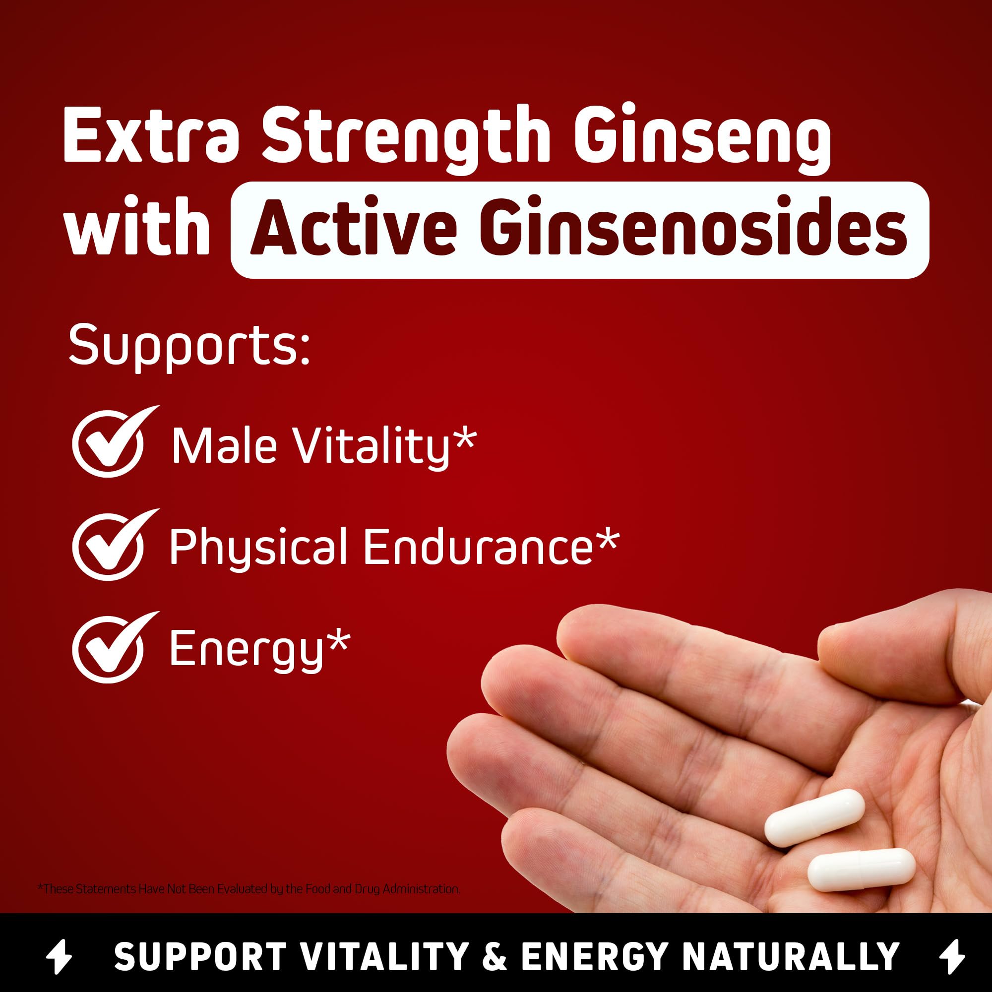 Herbtonics Korean Red Panax Ginseng 1500mg for Energy, 240 Vegan Capsules — Amazon image 8