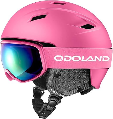 Odoland - Juego de casco deportivo y lentes protectores para la nieve, a prueba de golpes y viento para esquí, snowboard y deportes de nieve