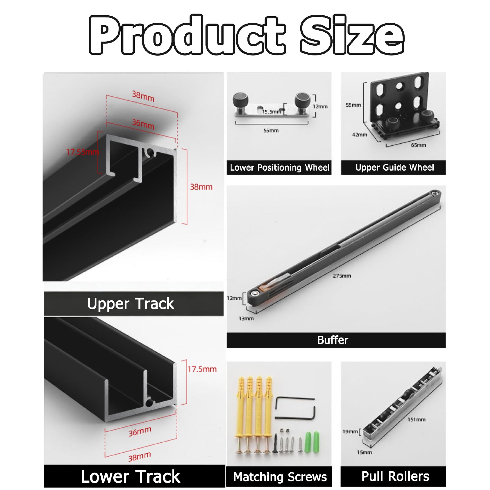 Kit de Puerta corredera Invisible,Kit para Puerta Invisible,Kit de herrajes Ocultos para Puertas,Funcionamiento Impecable,Diseño Invisible,Adecuado para dormitorios