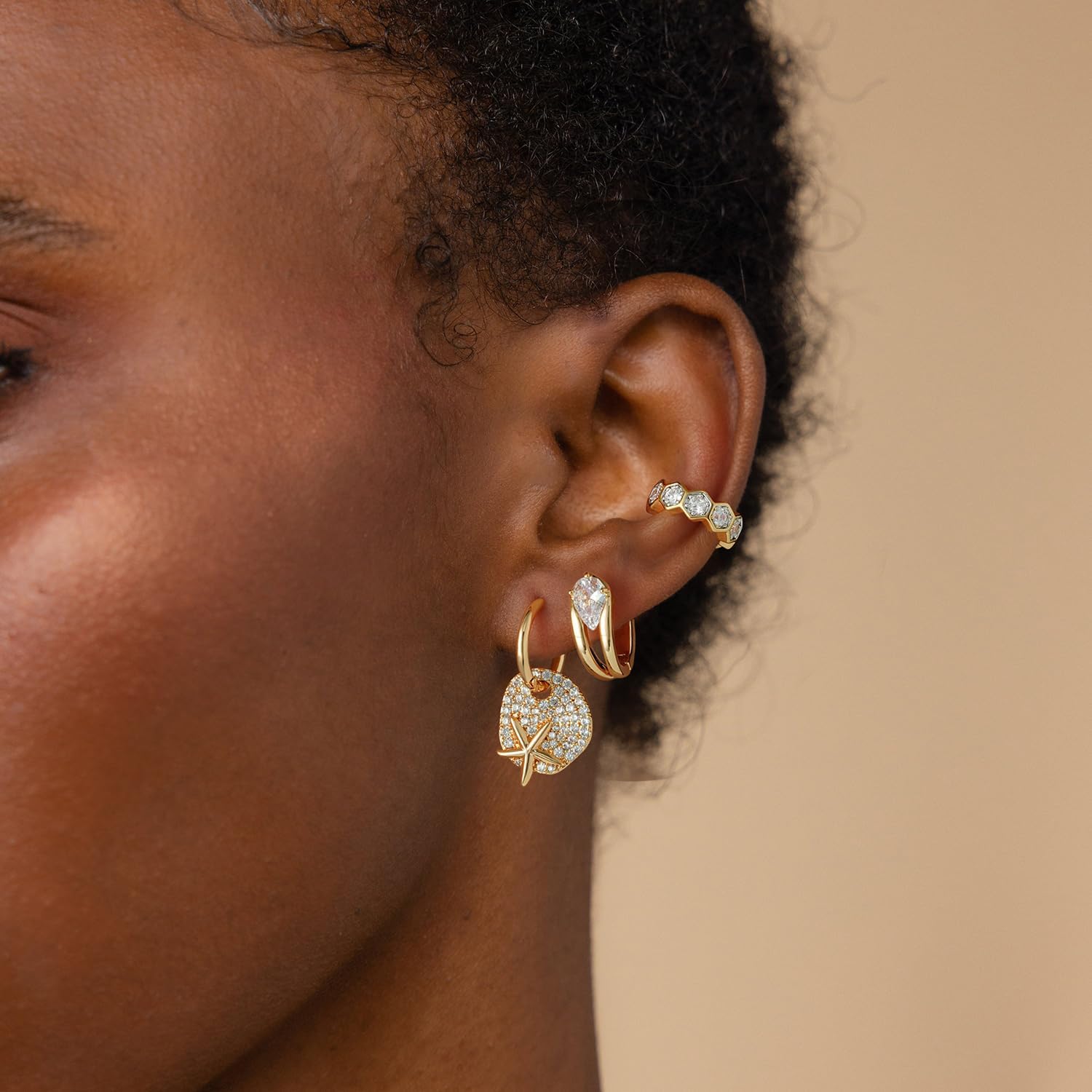 MYEARS Women Earrings Gold Huggie Hoop Dangle Drop 14K Gold Plated Small Simple Hypoallergenic Everyday Jewelry - Image 3