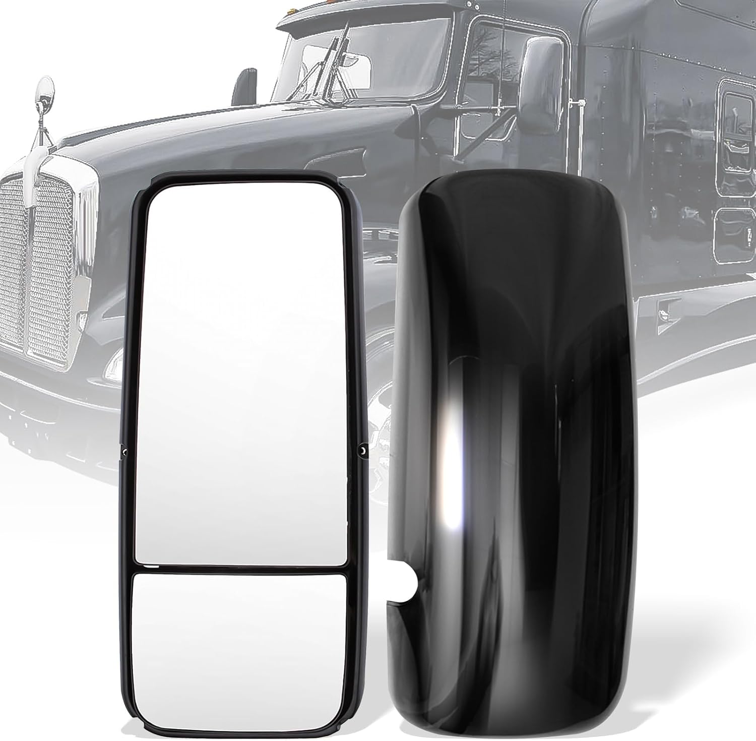 Black Power Heated Door Main Mirror For Kenworth T660 Side View Main Mirror for 2008-2016 Kenworth T170 T270 T370 T440 T470 T800 T600 Semi Trucks Accessories Driver Left Side