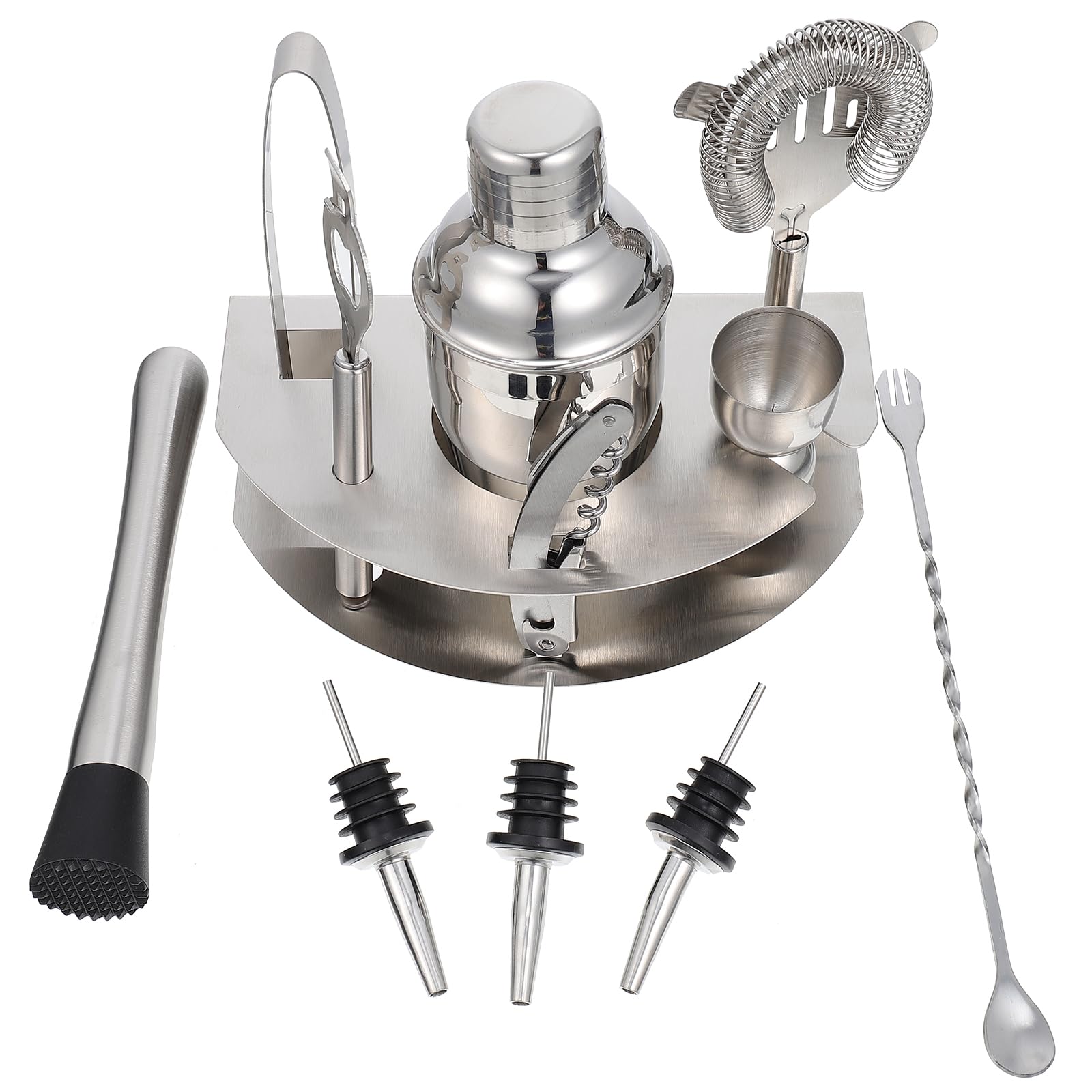 jojofuny Kit de Barman Professionnel Portable 12 Pièces en Acier Inoxydable Shaker à Cocktail Polyvalent Argenté pour Maison et Bar