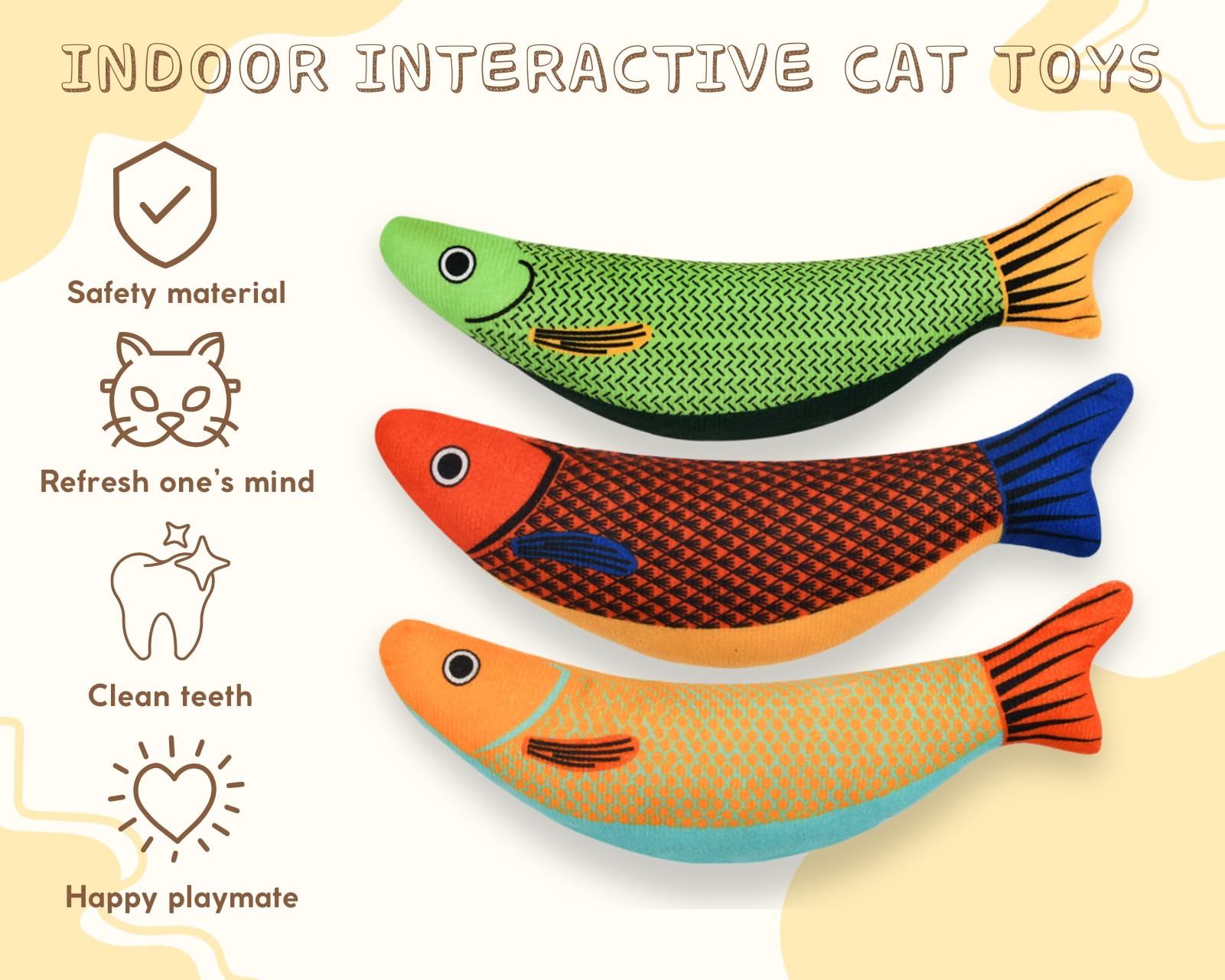 ds. distinctive style 3 Pack Catnip Cat Toys with Subtle Sound - Kicker & Interactive Fish Shapes for Kittens and Adult Cats - Image 4