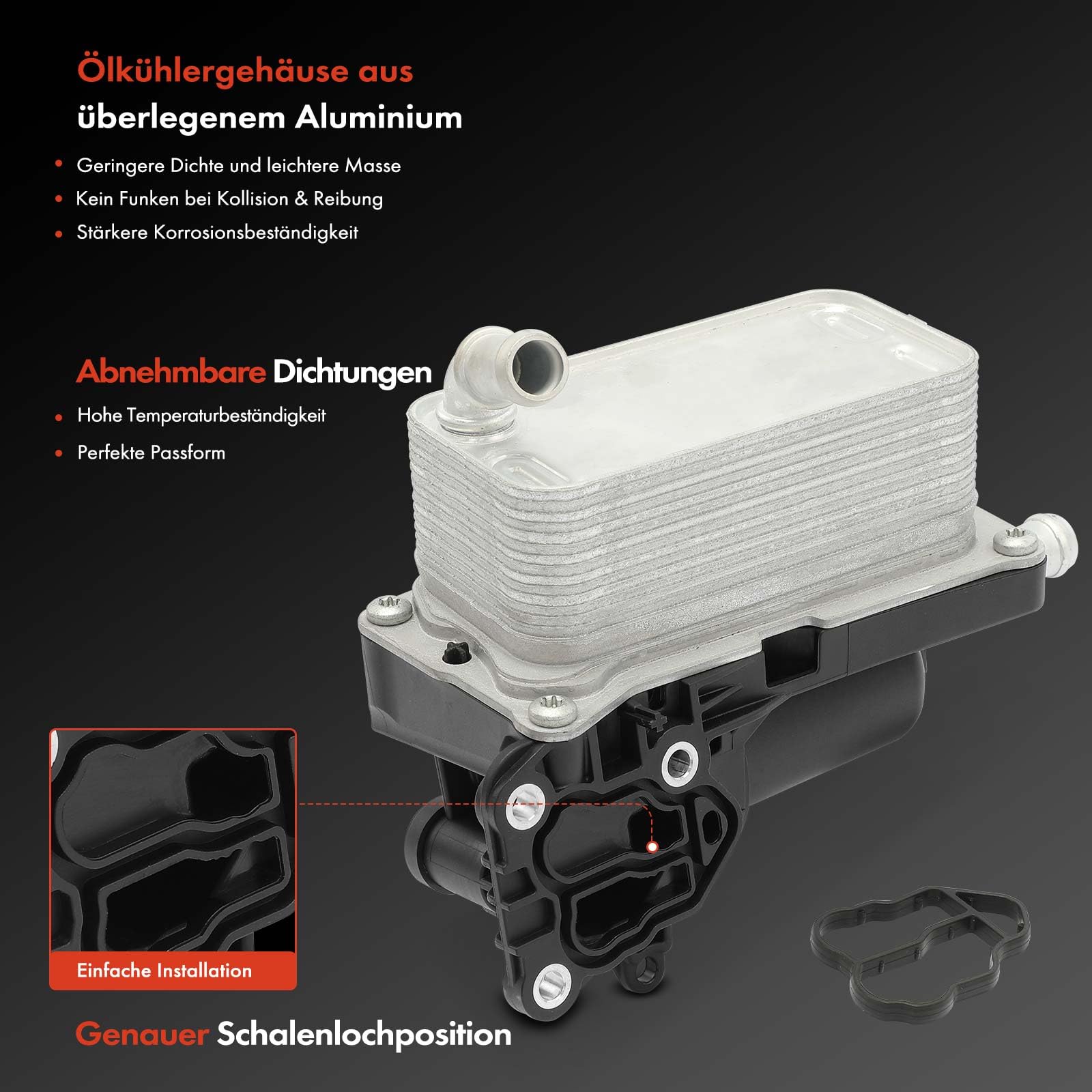 Frankberg Obudowa filtra oleju z chłodnicą oleju, kompatybilna z klasą A W176 A160-A250 1,5L-2,1L 2012-2018 CLA Coupe C117 CLA180-CLA250 1,5L-2,1L 2013-2019 zamiennik 2465010101