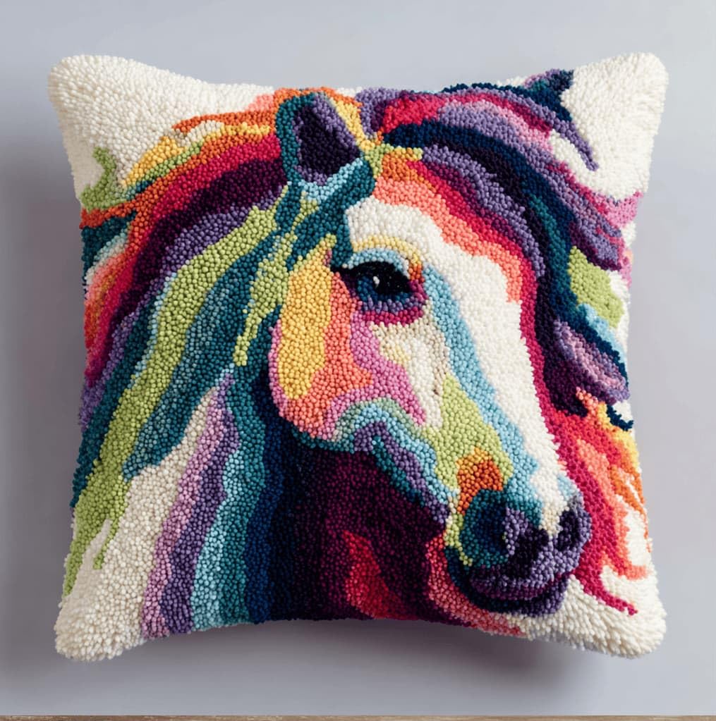 Kitquiver Latch Hook Kits for Adults Horse Rug Cover Pillowcase Beginner