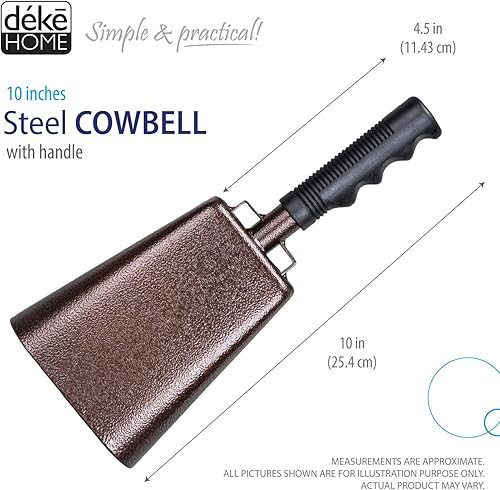 Miniatura 2 de Paquete de 2 campanas de acero de 10 pulgadas  fabricantes de ruido con asas. Campana de animación, juegos de fútbol, eventos. Campanas de mano