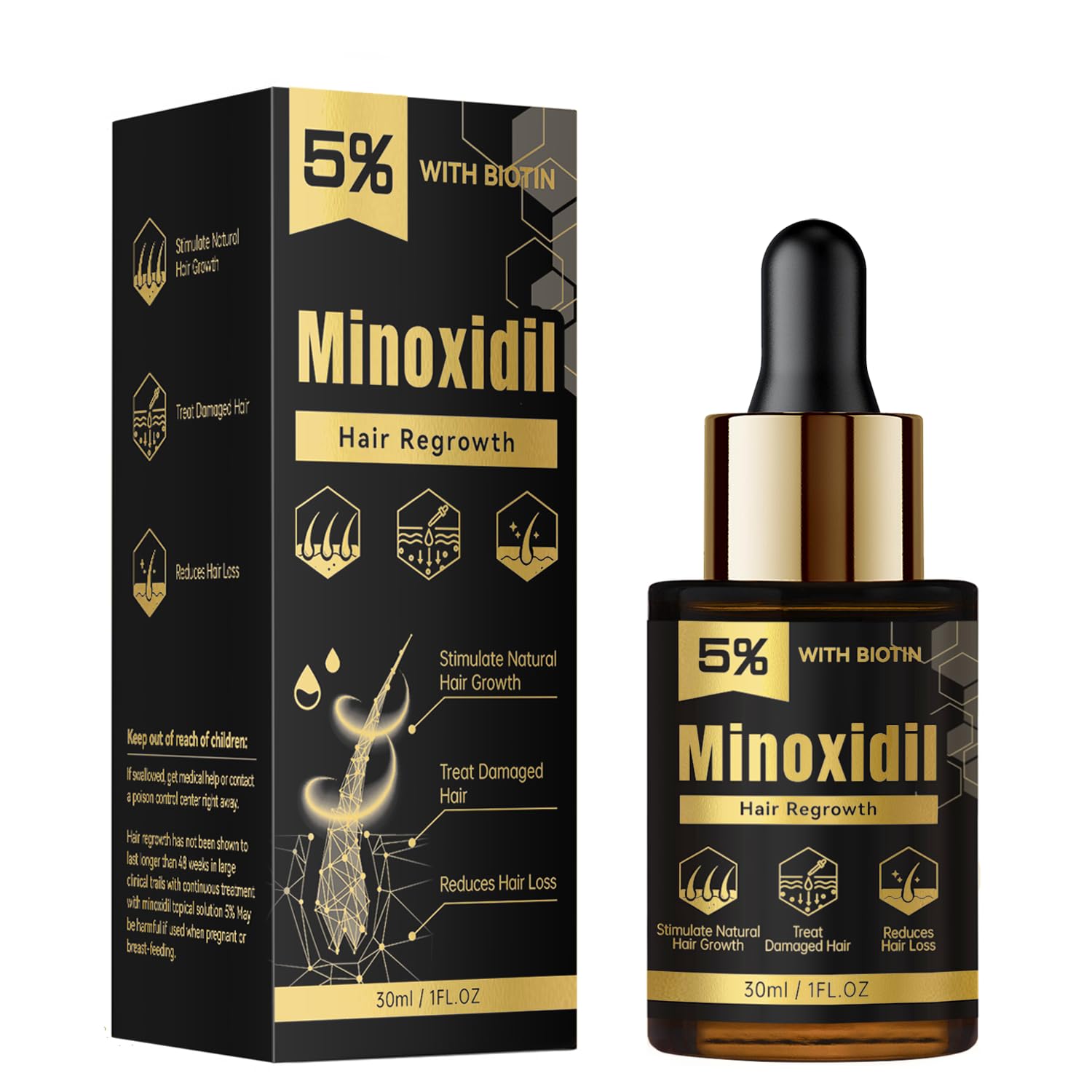 5 Minoxidil Hair Growth Serum for Men and Women for Hair and Beard Regrowth Treatment - 30ml