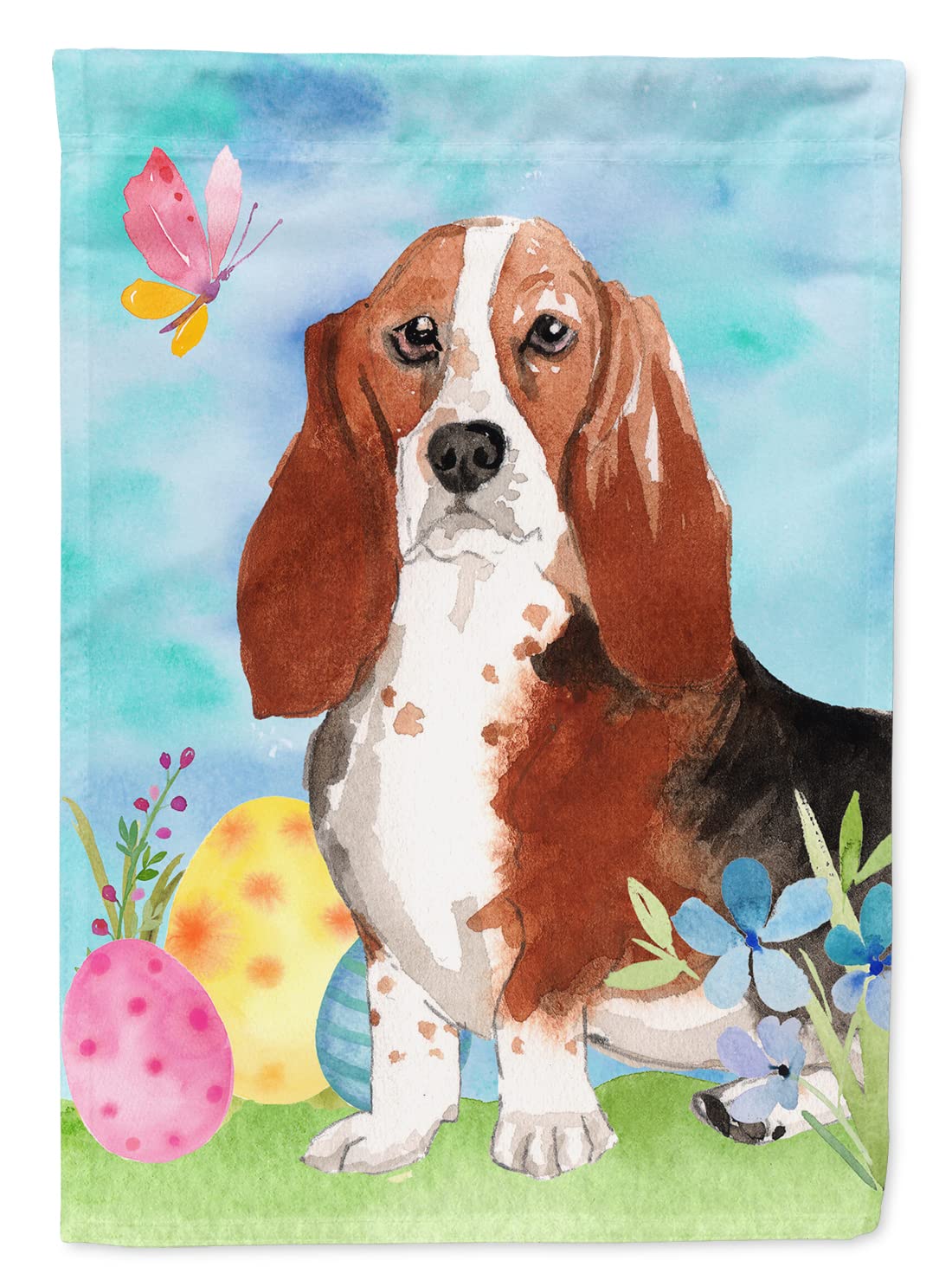 Basset Hound drapeau Pâques grand format multicolore de maison