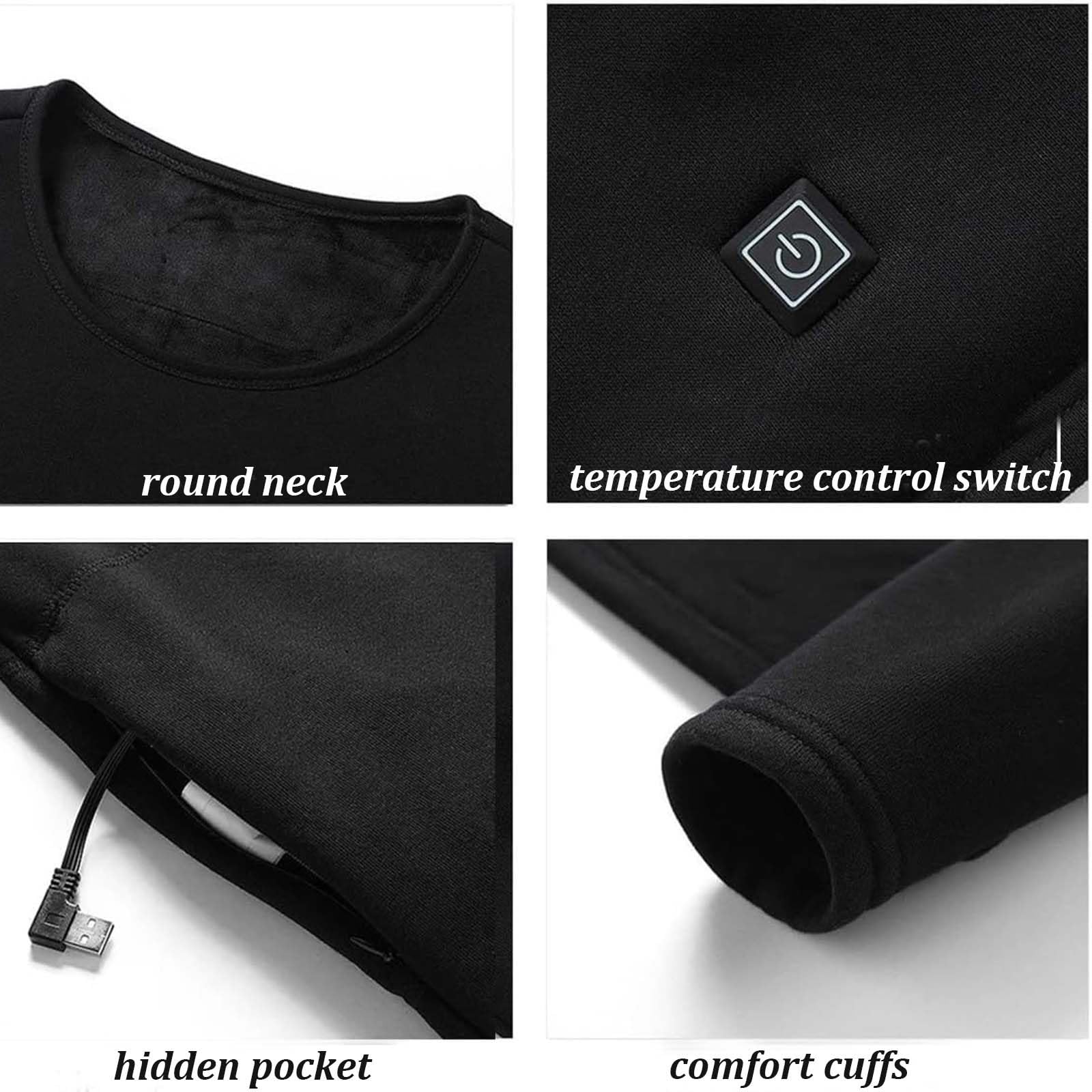 Generico Set Di Biancheria Intima Termica Riscaldante A 28 Zone Abbigliamento Riscaldato Maglia Pantaloni Riscaldati Completo Termico Invernale Per Tempo Freddo Inverno(Nero,2XL)