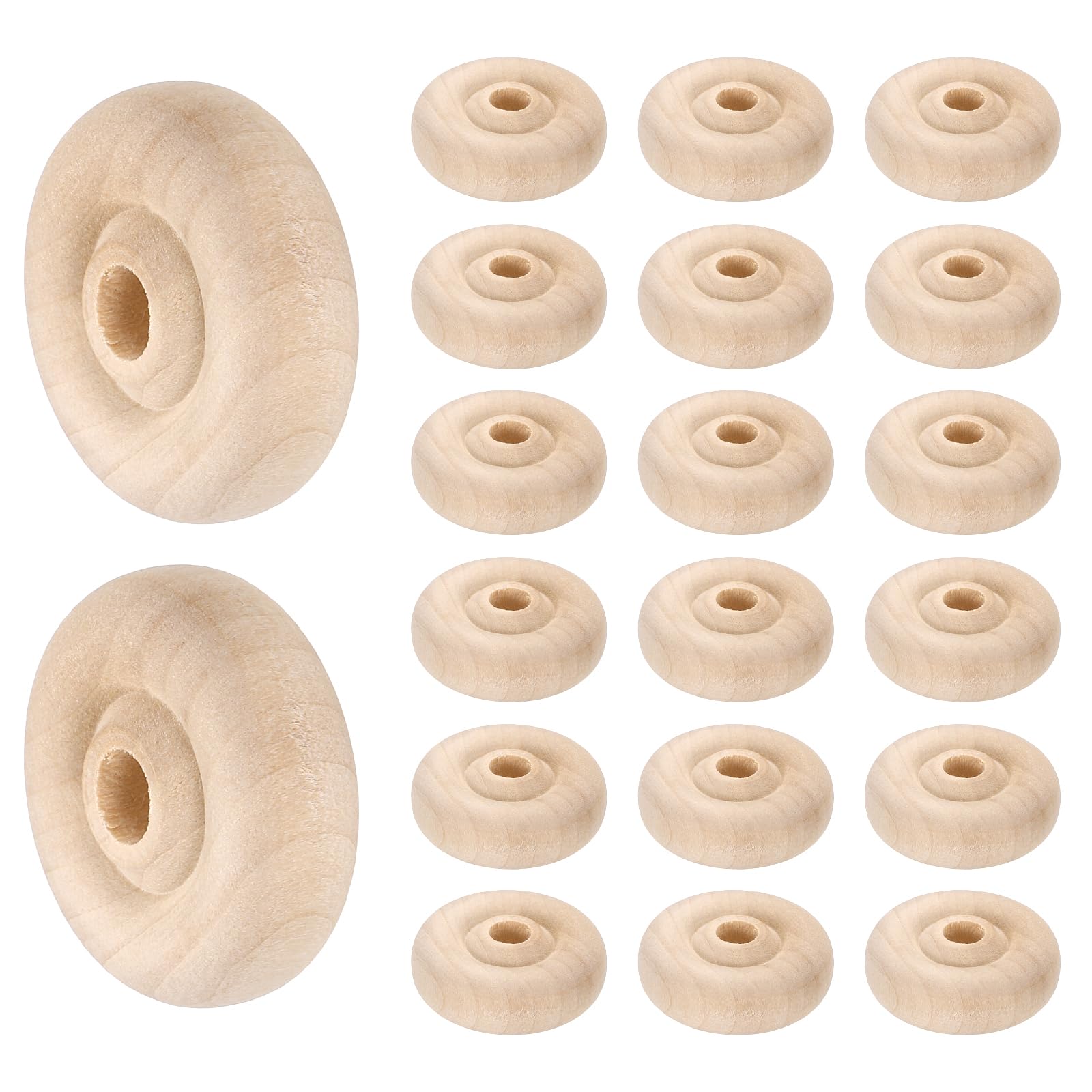 Roue en bois brut 38mm avec trou 6mm pour modélisme voiture et décoration de Noël
