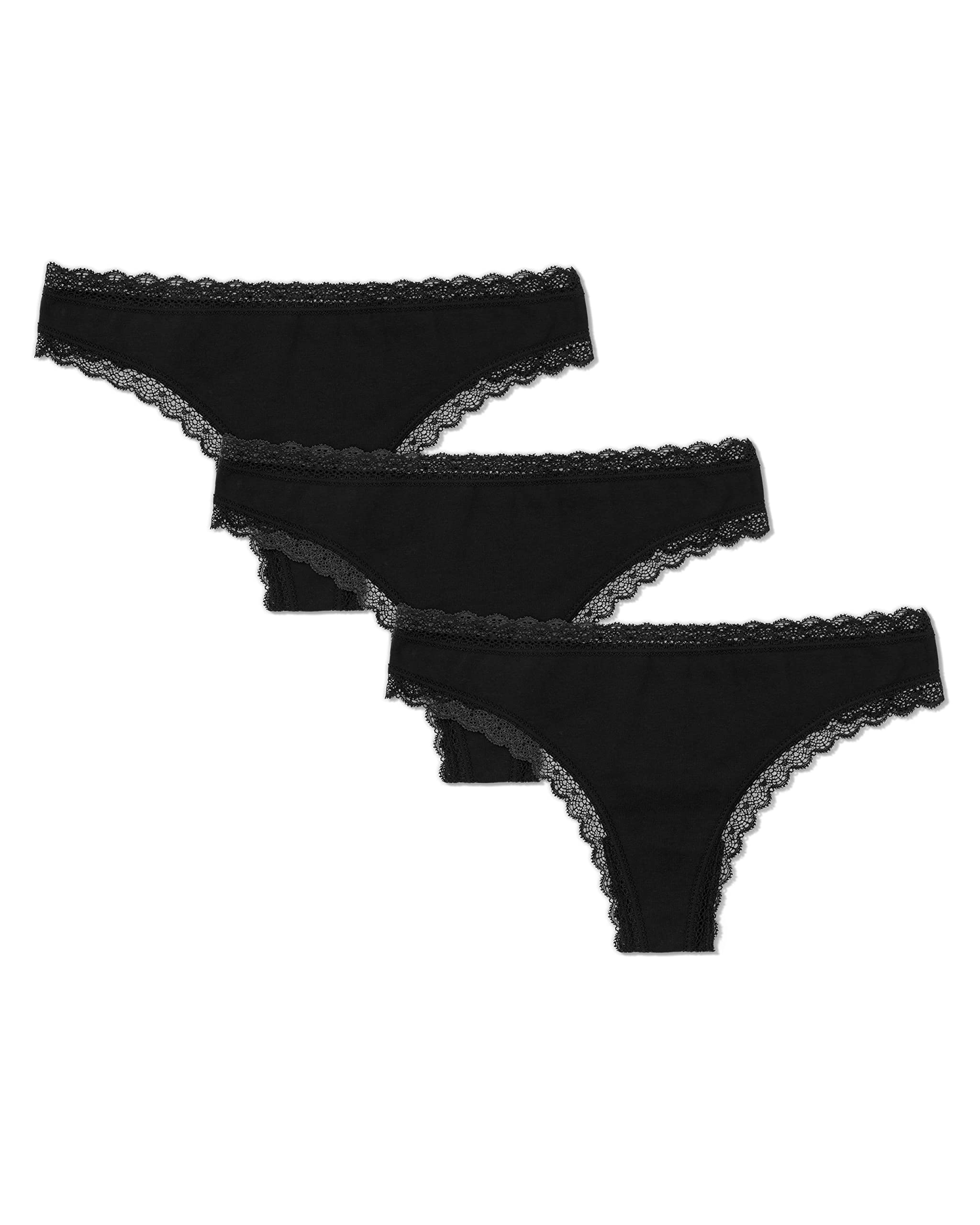 Snocks Tanga Damen mit Spitze aus Bio-Baumwolle – atmungsaktiv & komfortabel, schneidet Nicht EIN – sexy Unterhosen & Unterwäsche für Frauen – Thongs Women – Gr. XS - 4XL