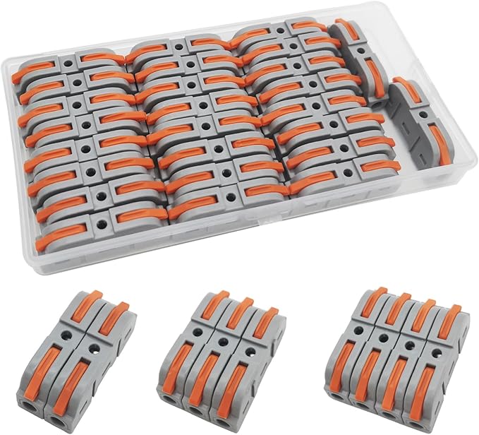 Conectores Electricos, CTRICALVER 26 pcs SPL-1 Conector Cable Electrico, Conector conductor compacto, Bornes de Conexion Electrica, Puede Combinar Libremente (gris)