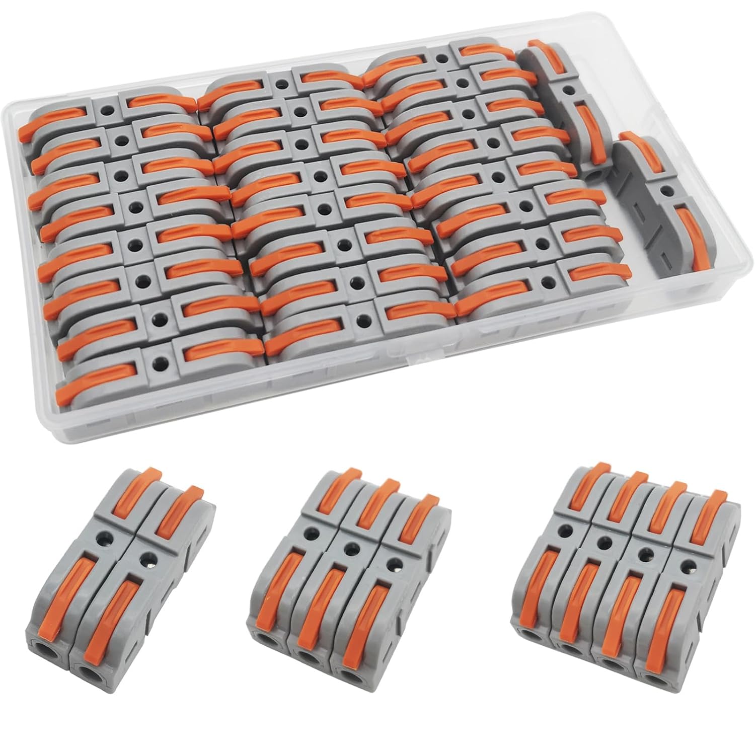 Compact Connectors, CTRICALVER 26pcs SPL-1 Wire Connectors, Quick Terminal Block Splicing Connectors, Lever Nut Assortment Conductor Connector Free Combination, grey