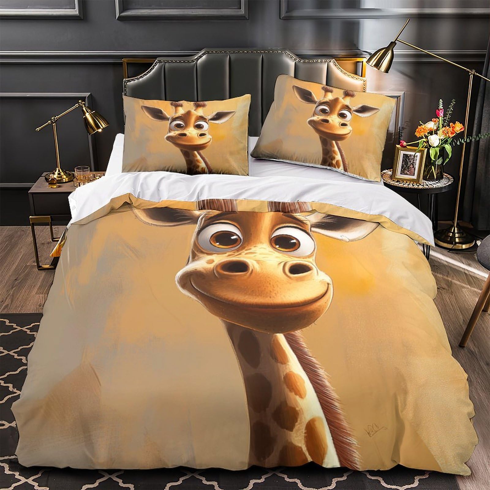 Linge de lit girafe 135x200 cm taie super douce ensemble de literie enfant 3 pièces