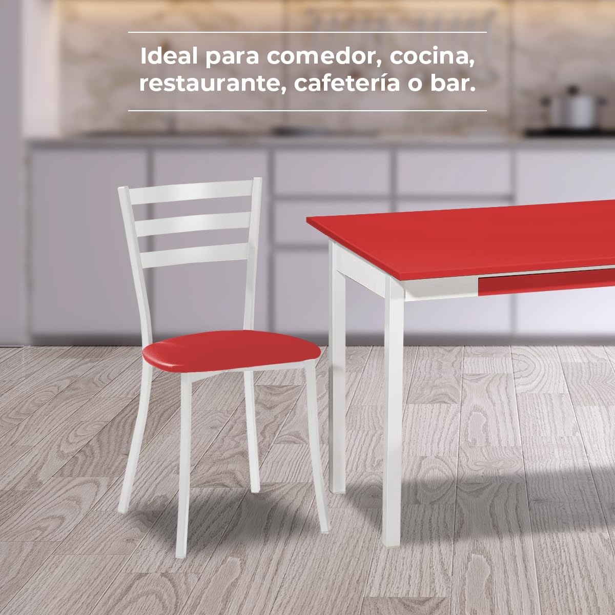 ASTIMESA SCMBLRO Due sedie da cucina, metallo, rosso, altezza della seduta 45 cm