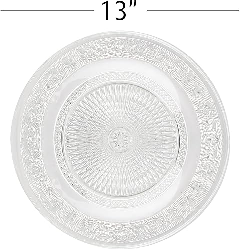 Miniatura 2 de Simply Elegant Placa de carga de vidrio transparente vintage  Placa de servicio para fiestas, cenas, bodas, quinceañeras y eventos, 13 pulgadas de