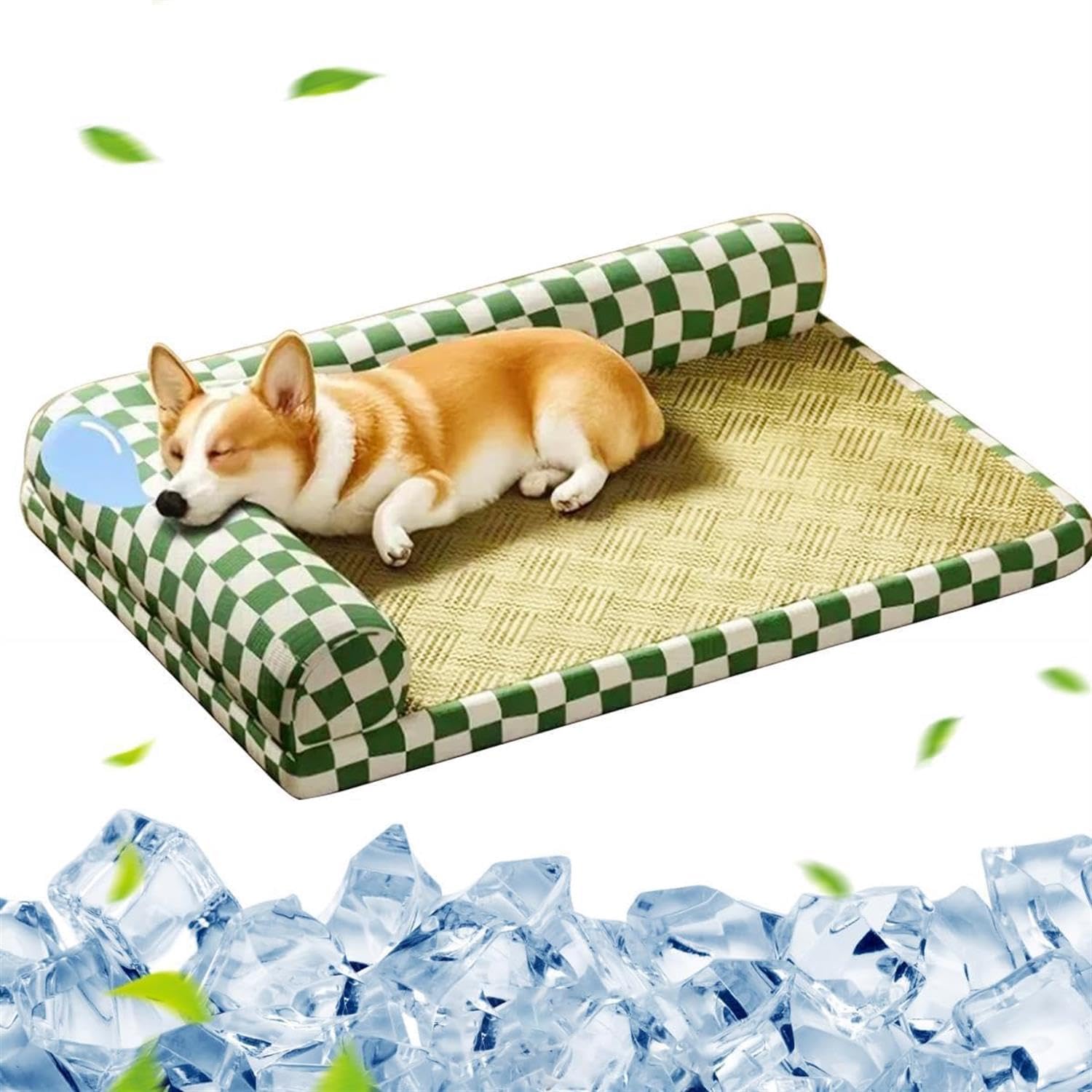 Gresonic Pet Cooling Mat with Pillow 70 x 50cm | Suitable for Pets Under 30kg, Reusable Cool Pad for Dogs & Cats, Portable Cooling Cushion for Home, Car & Travel