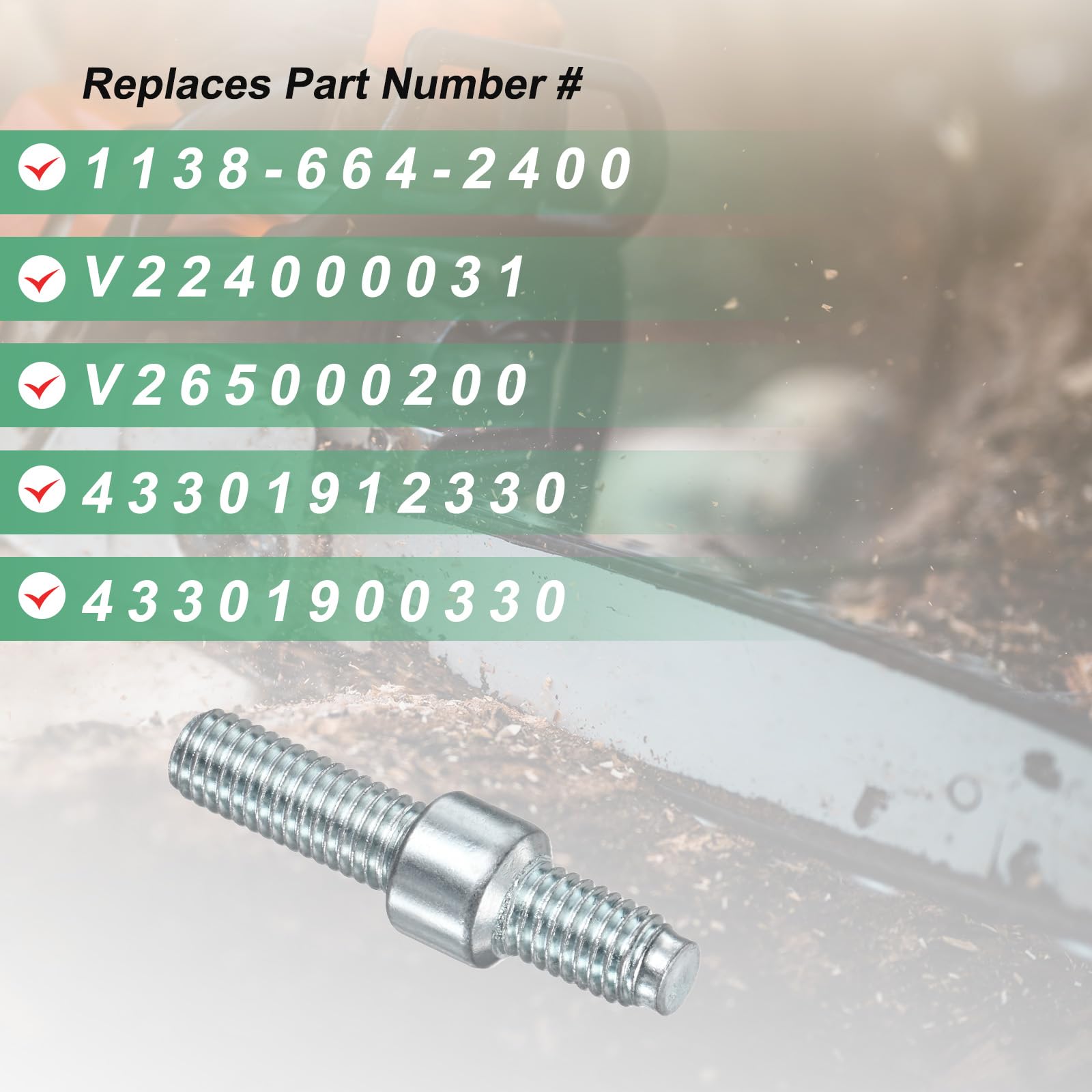 M METERXITY Chain Sprocket Bar Stud Nut M8 x 1.25 Thread Manganese Steel Double End Bar Studs for Echo Chainsaw 170/180/230/250 Bar Studs & Bar Nuts Kit Replacement - Image 4