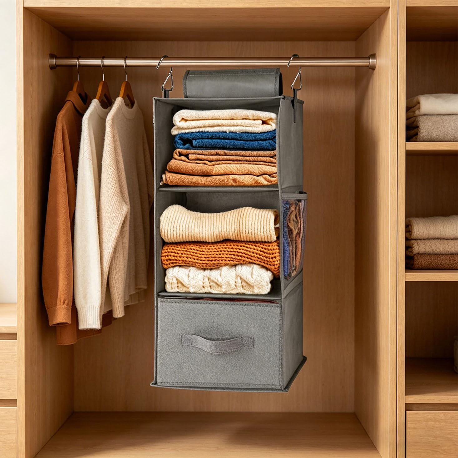 2 Hängeschrank Aufbewahrungstaschen mit sichtbaren Stofftaschen für Socken, Unterwäsche und Accessoires Robuste Oxford Konstruktion, faltbares Hängeregal