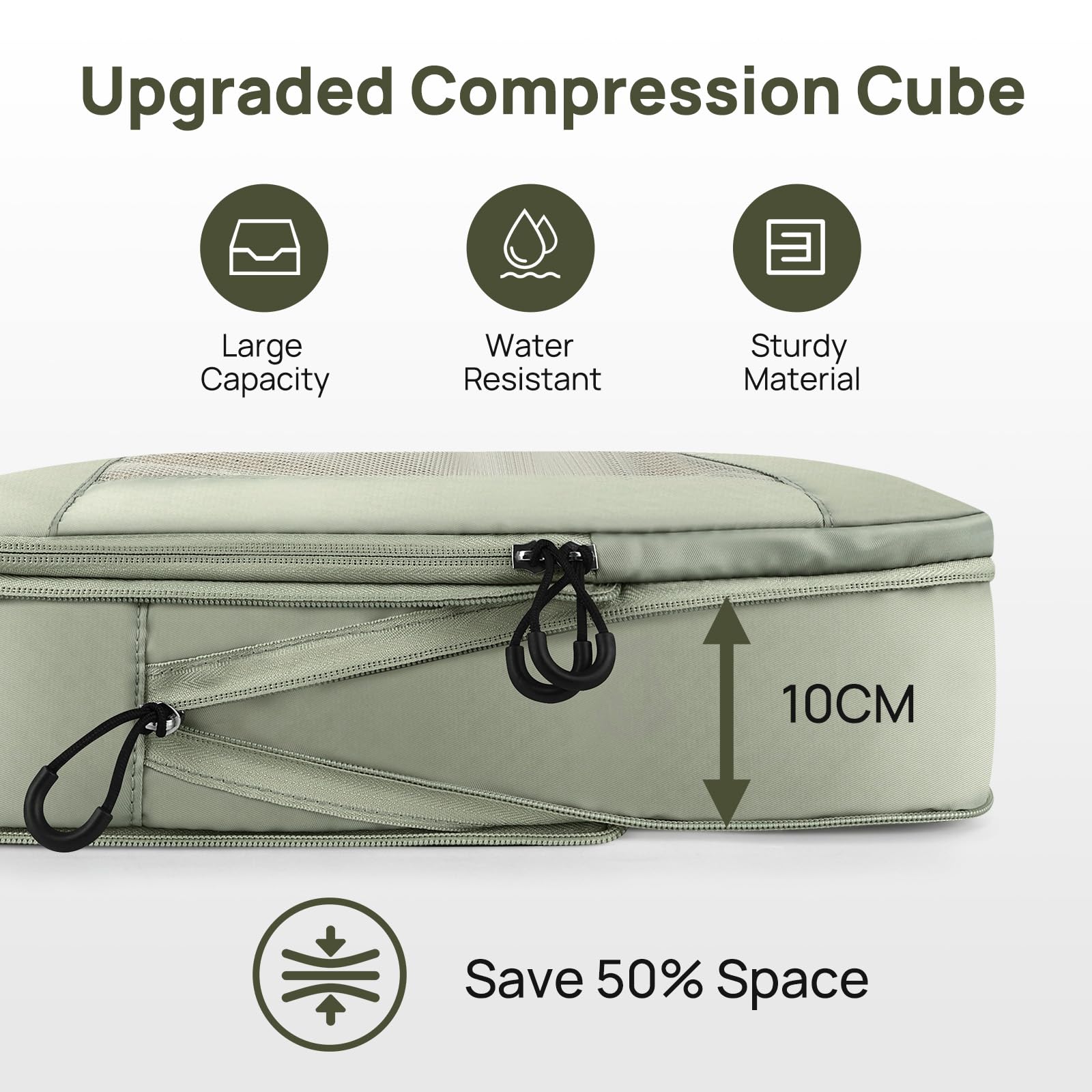 Carttiya Lot 6 Organisateurs Valise Compression Ultralégers - Packing Cubes Extensibles Respirants, Sacs Rangement Bagage Voyage (Blanc Cassé)