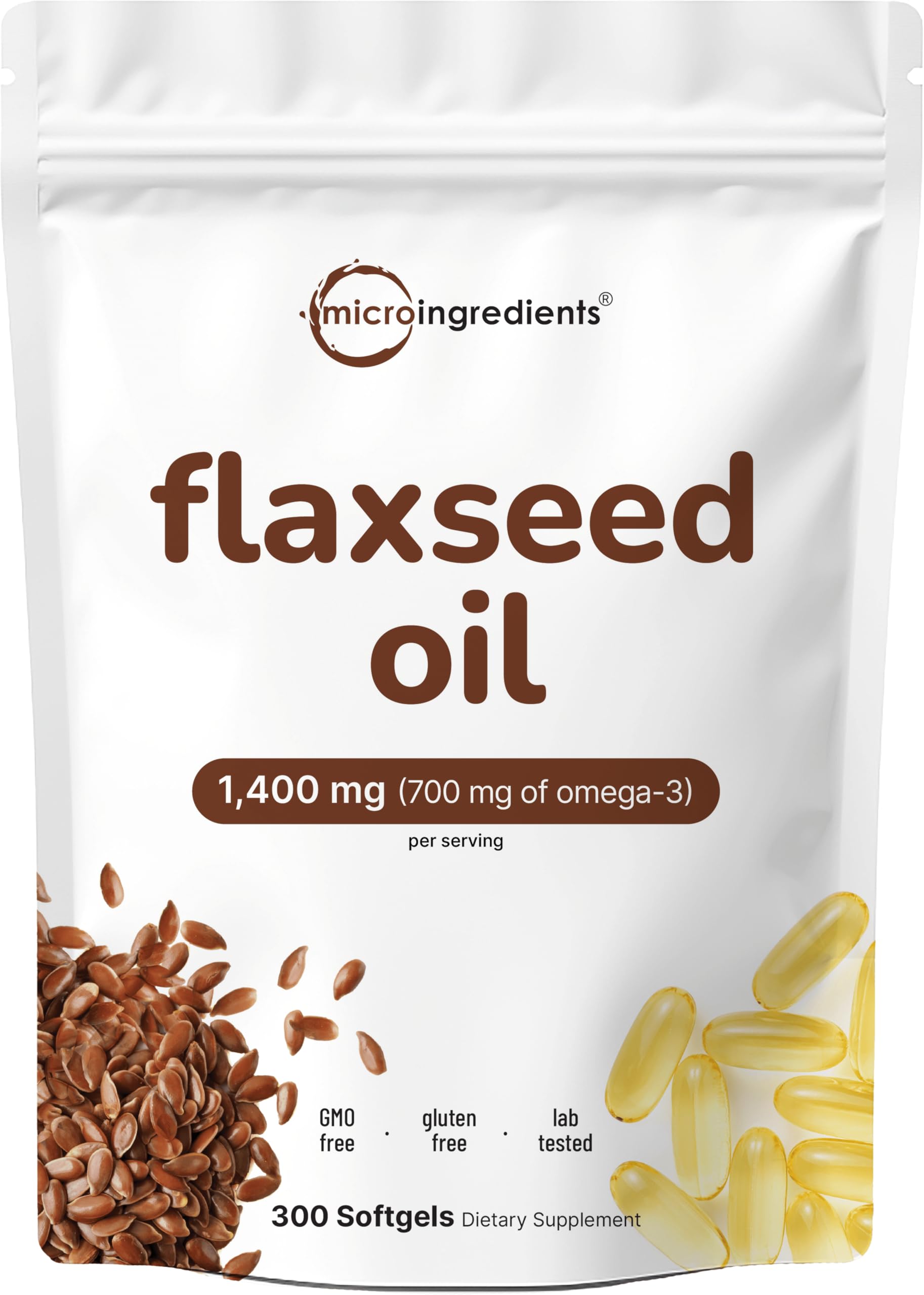 Flaxseed Oil 1,400mg, 300 Liquid Softgels | Flaxseed Oil Supplement with Omega 3, 6, & 9 Fatty Acids + DHA & Alpha Linolenic Acid (ALA) | Fish Free Omega Source | Non-GMO